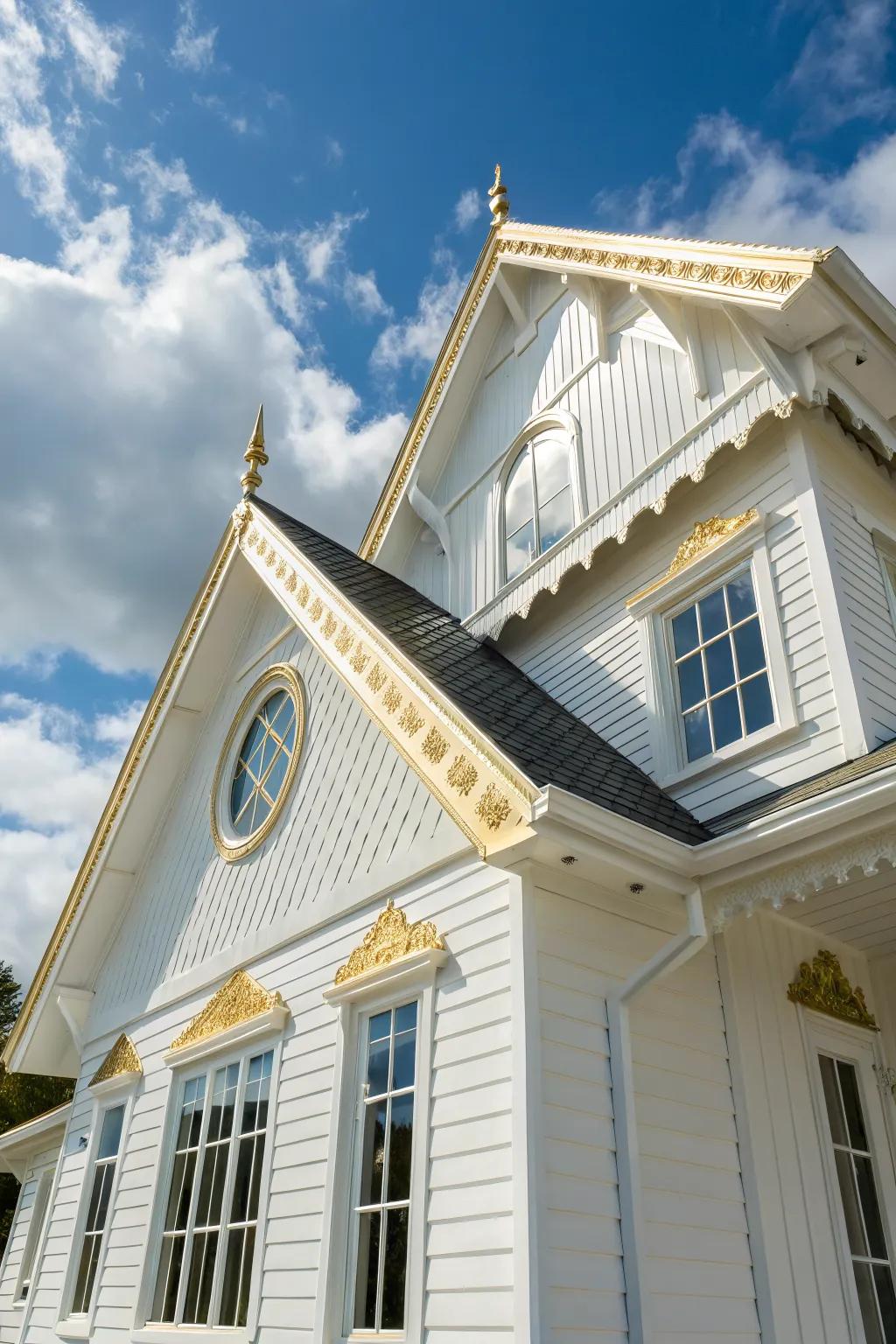 White with gold accents creates a regal and fresh gable design.