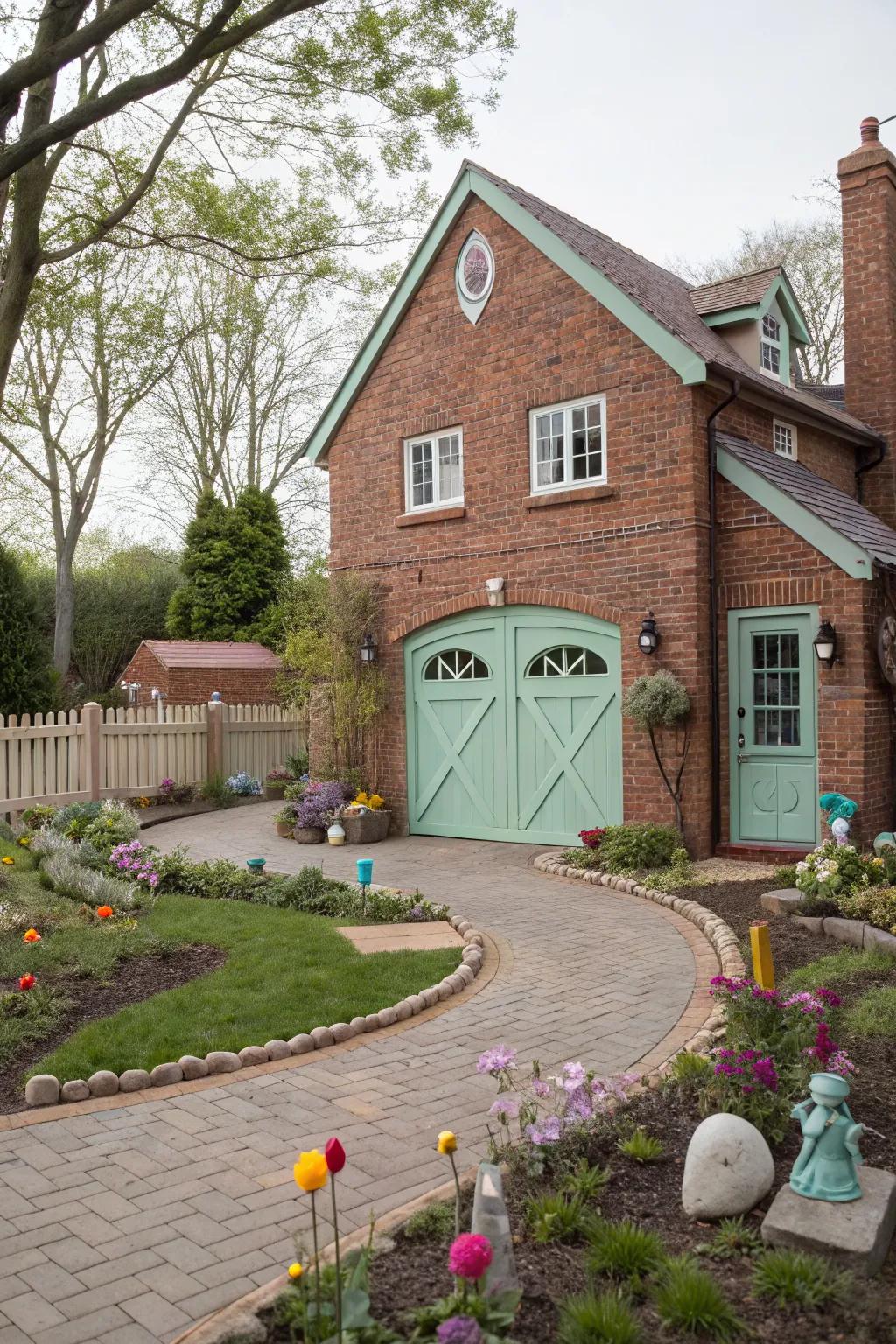 Mint green adds a fresh and playful vibe to the facade.
