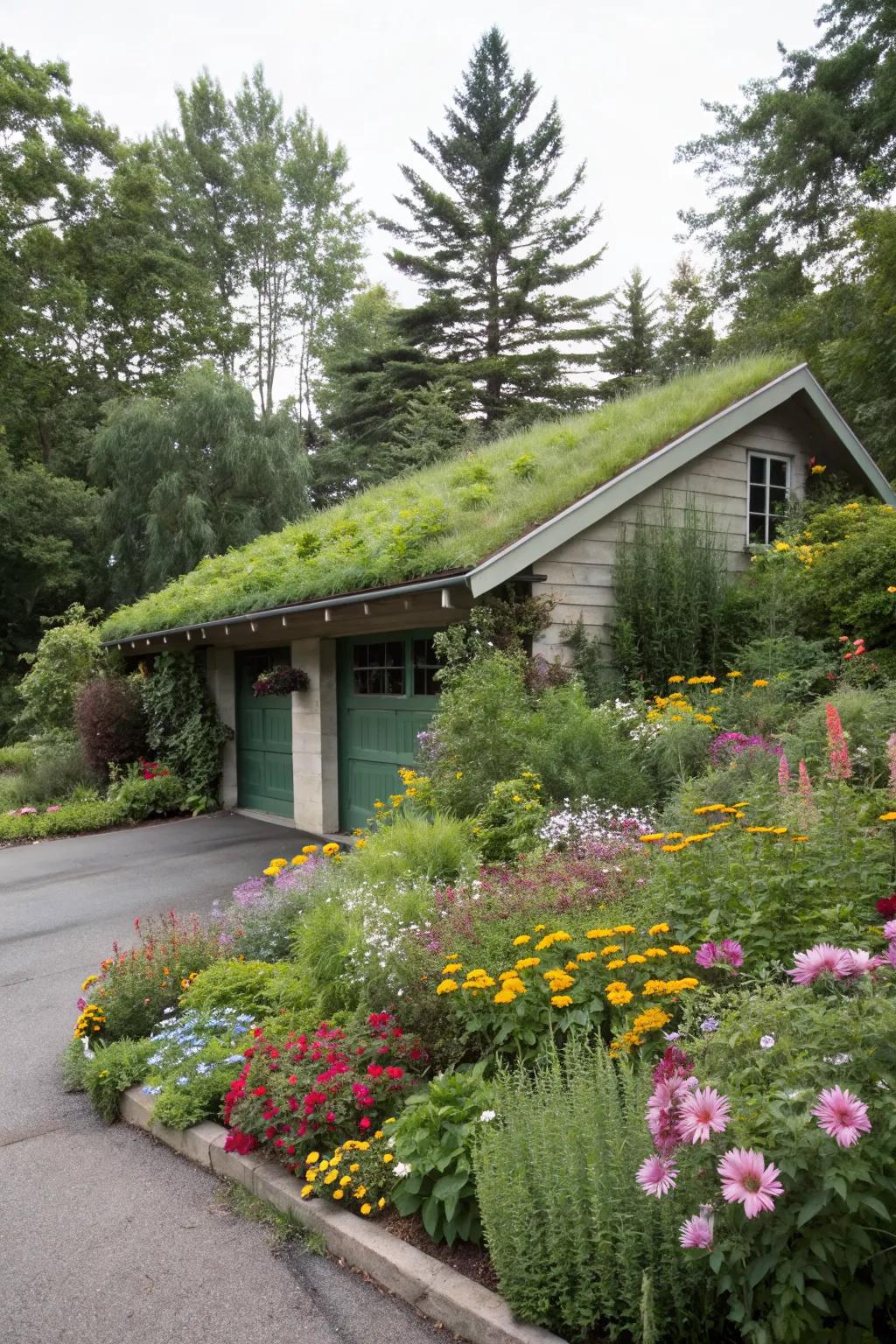 A green roof above your garage adds beauty and eco-friendly benefits.