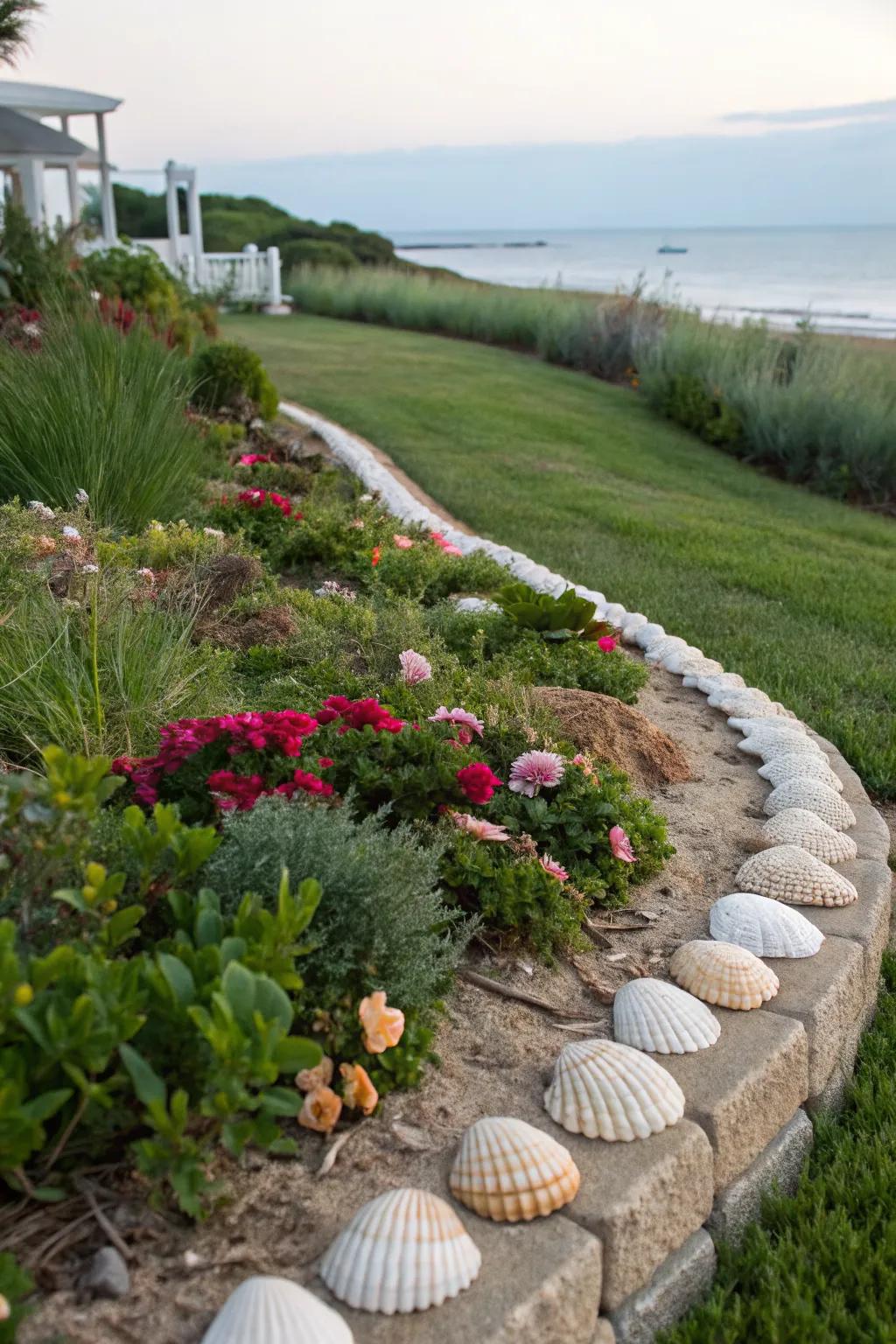 Seashells add coastal charm and an oceanic feel.