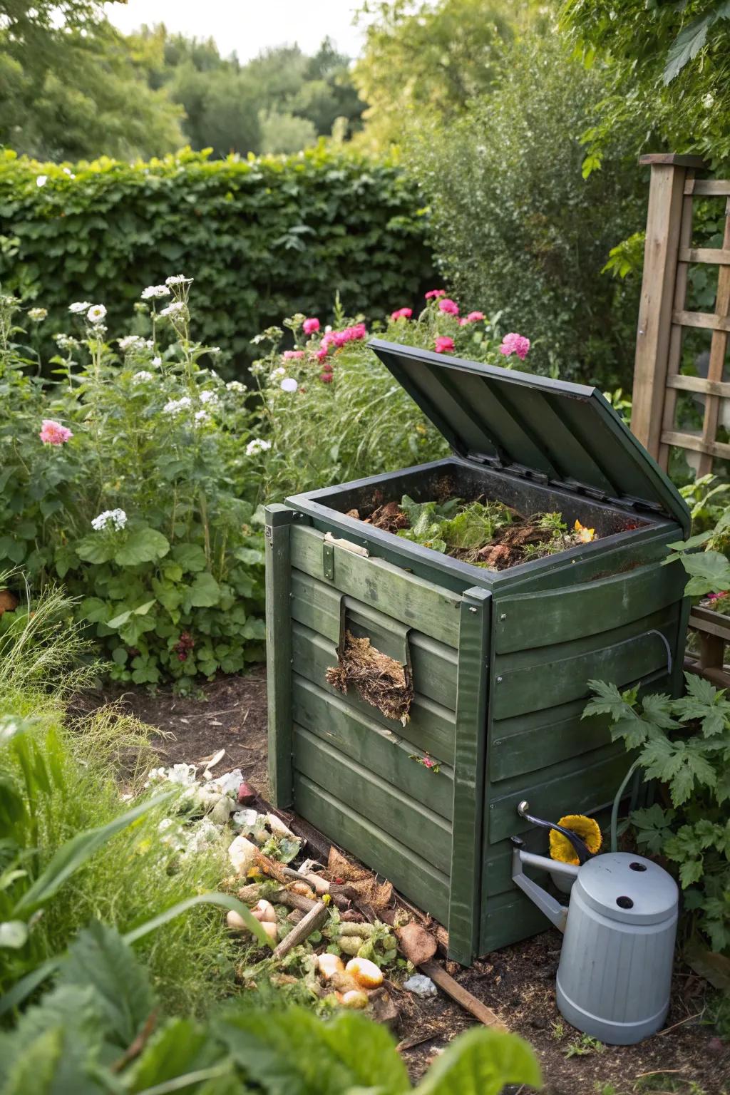 Support sustainability with a block composting station.