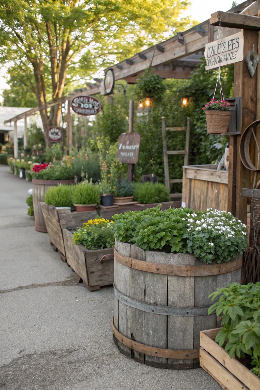 Reclaimed materials adding eco-friendly flair.