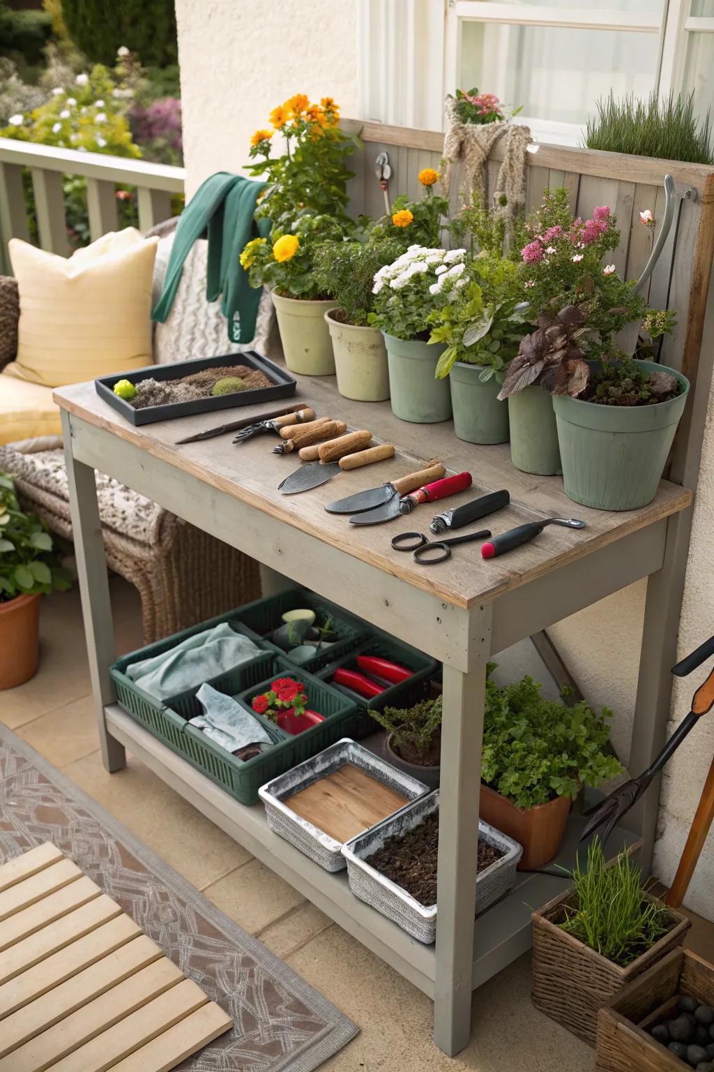 Organize your garden with a versatile potting bench.
