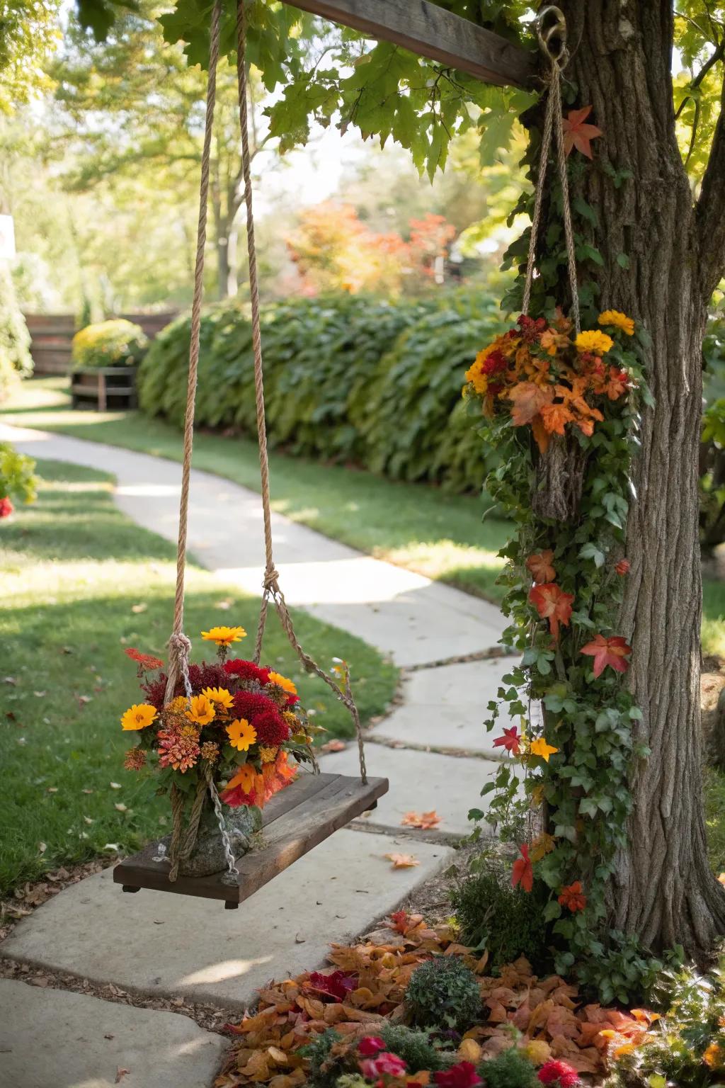 Seasonal decor keeps garden swings vibrant and engaging throughout the year.