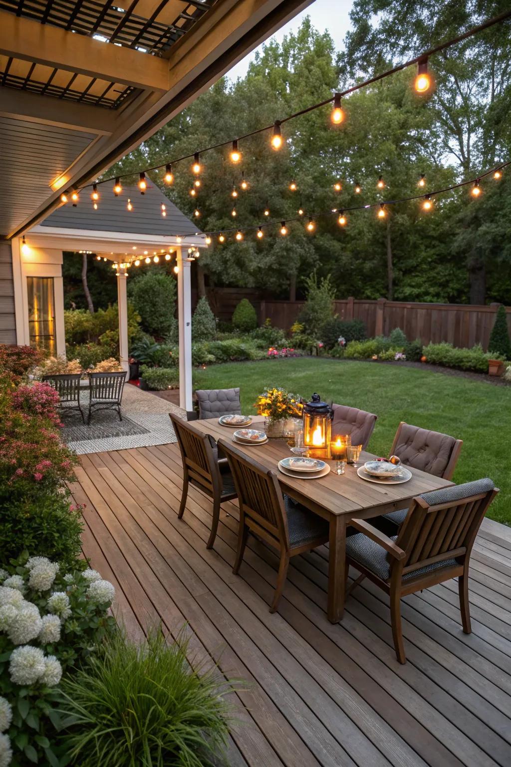 A deck dining area makes every meal a special occasion.