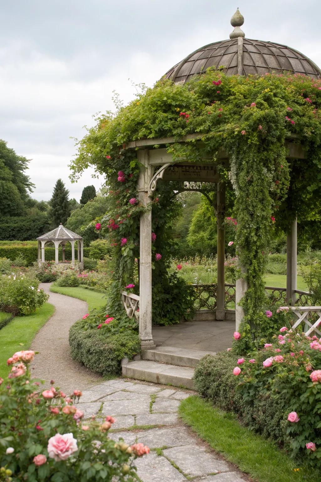Turn your gazebo into a garden oasis with climbing plants.