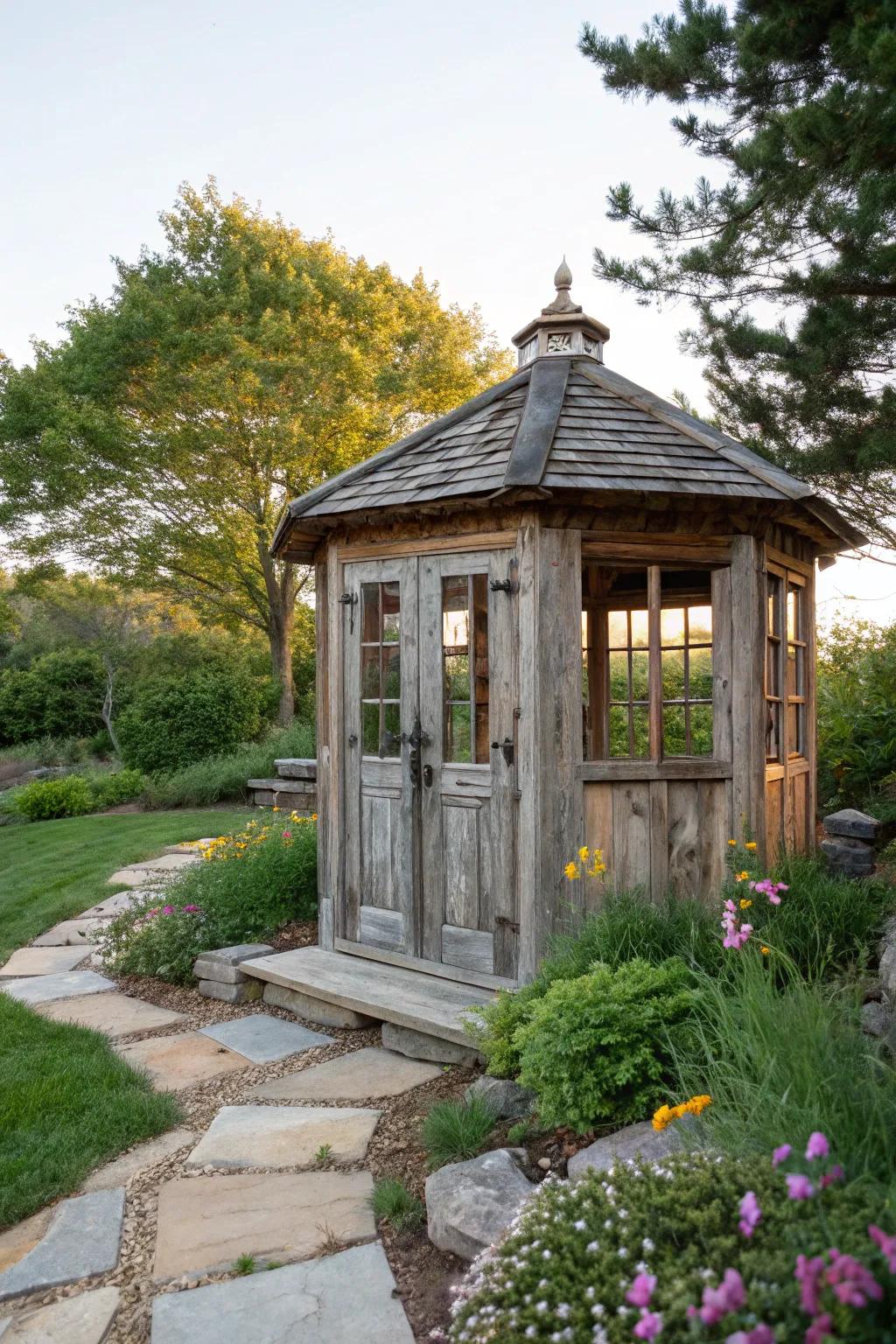 Reclaimed wood doors offer rustic charm and eco-friendly benefits.