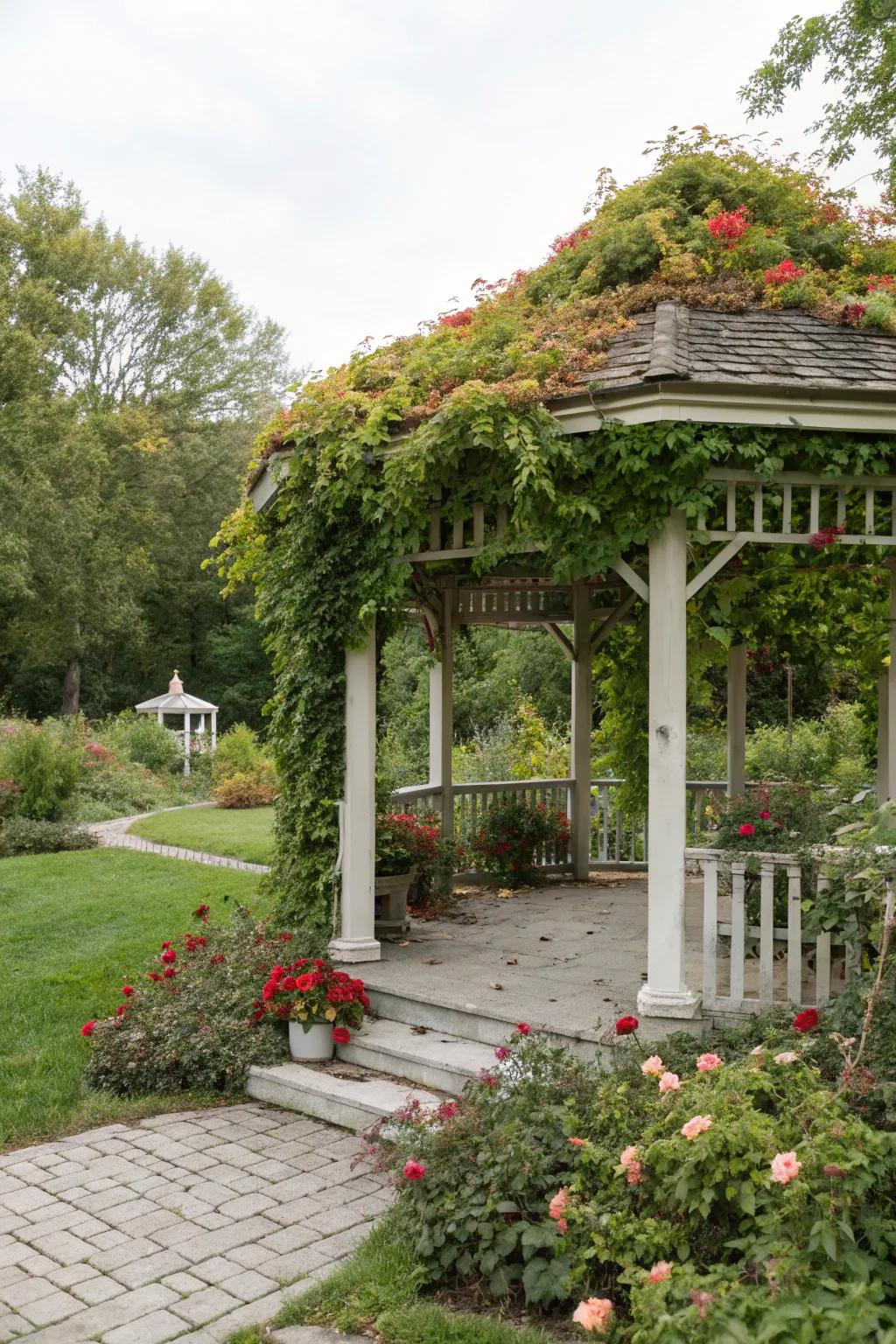 A gazebo enhanced by an architectural pergola.