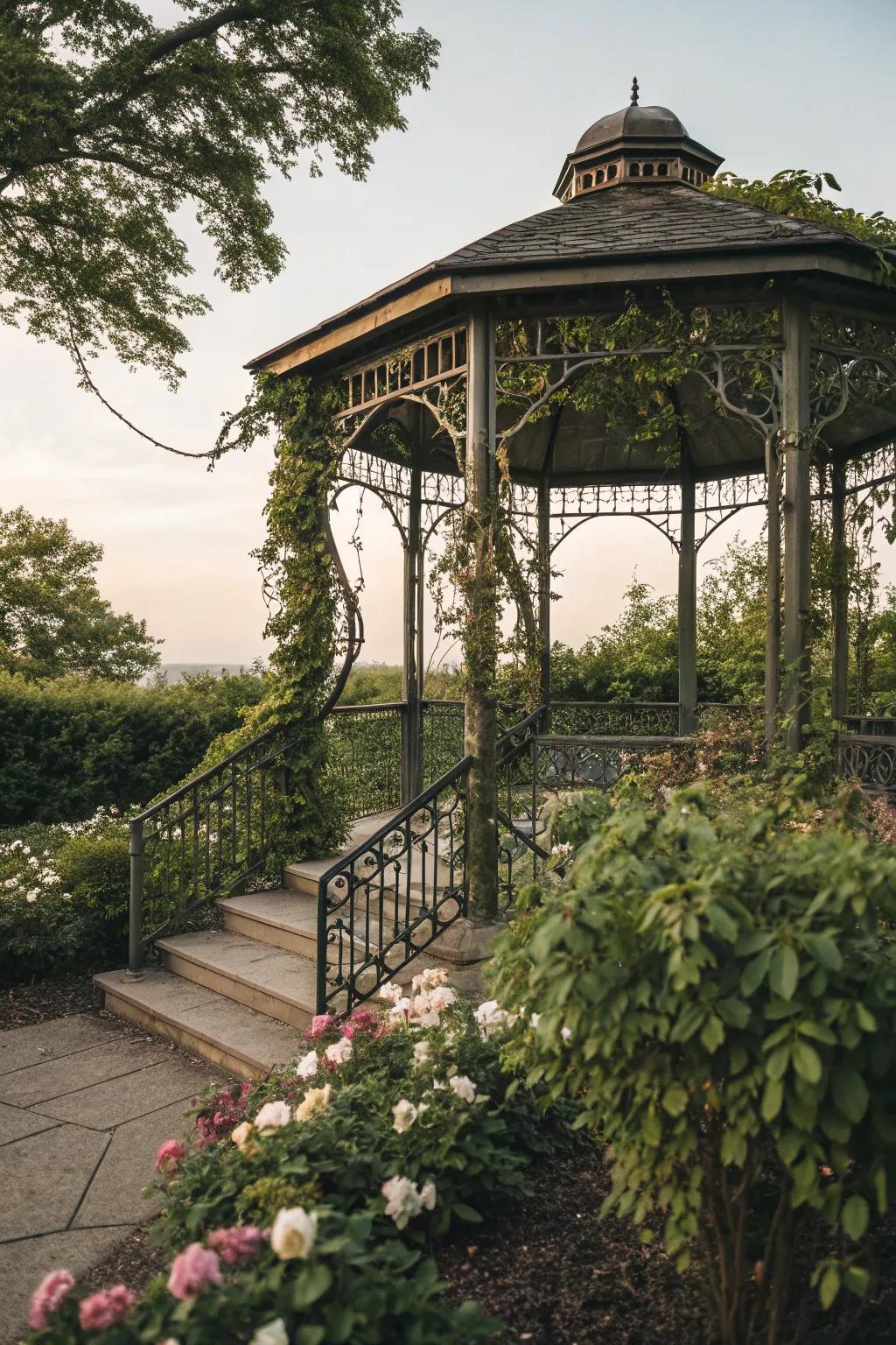 Integrate plants into your railing for a living wall effect.