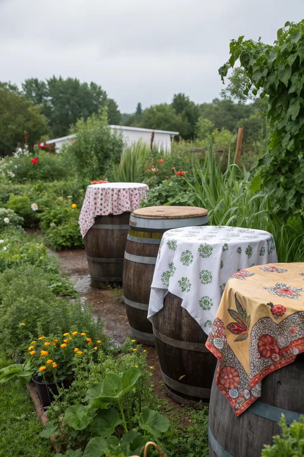 A touch of creativity with decorative rain barrel covers