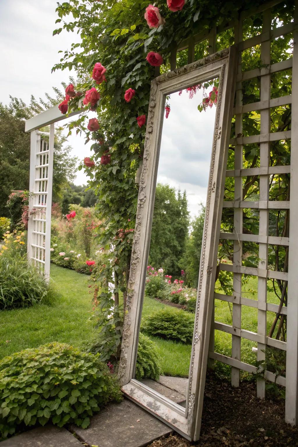 Garden mirrors create the illusion of space and light.