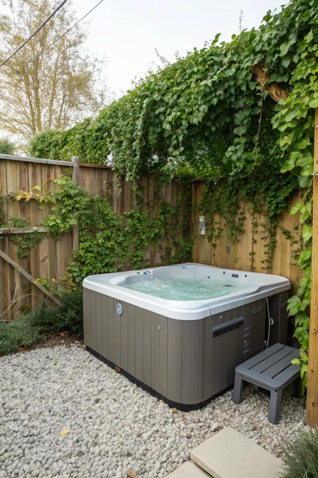 A privacy fence creates an intimate, secluded space.