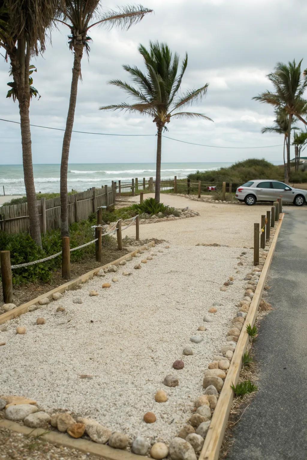 Coastal designs bring a fresh and breezy feel to parking areas.