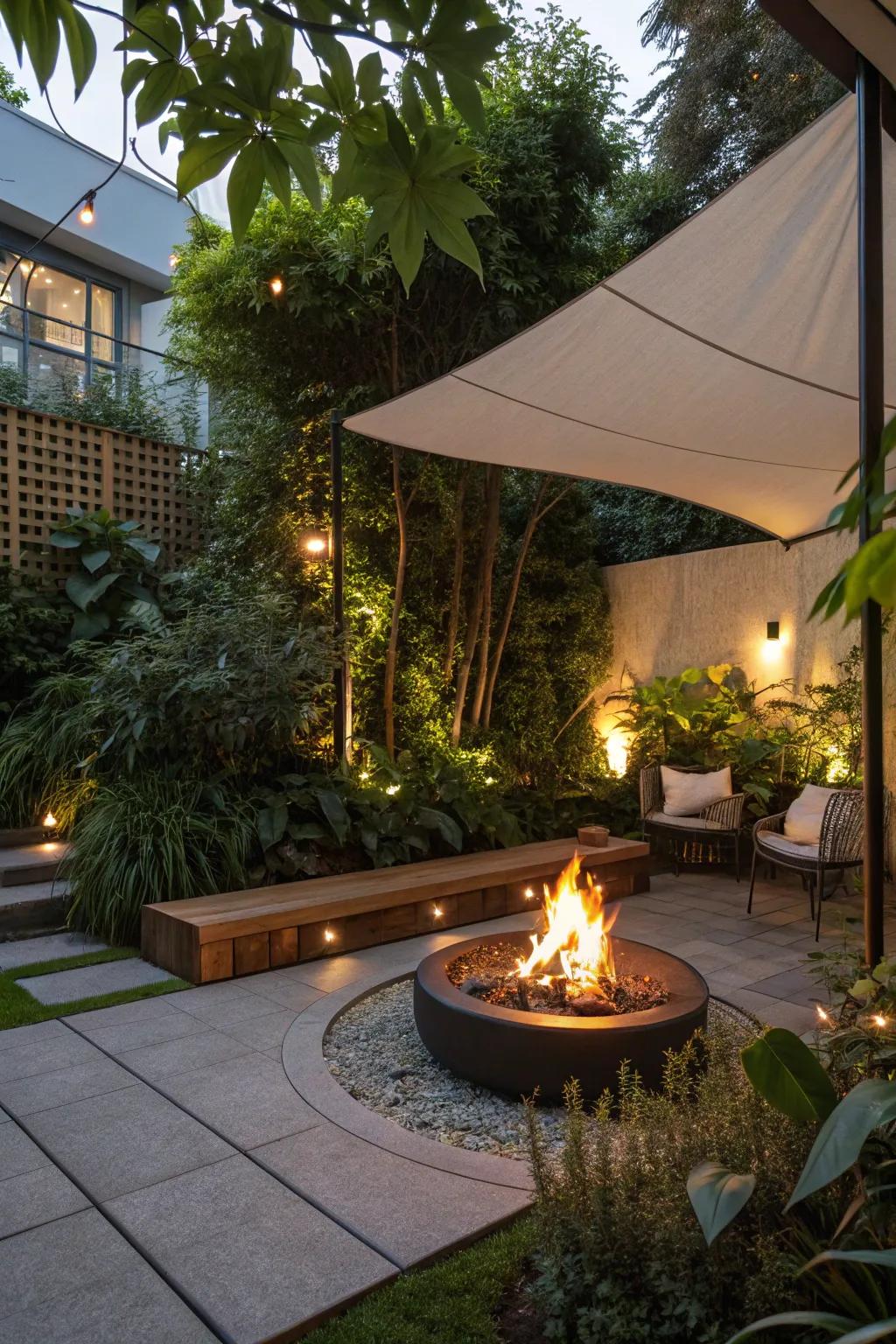 A windbreak provides comfort and privacy on the deck.