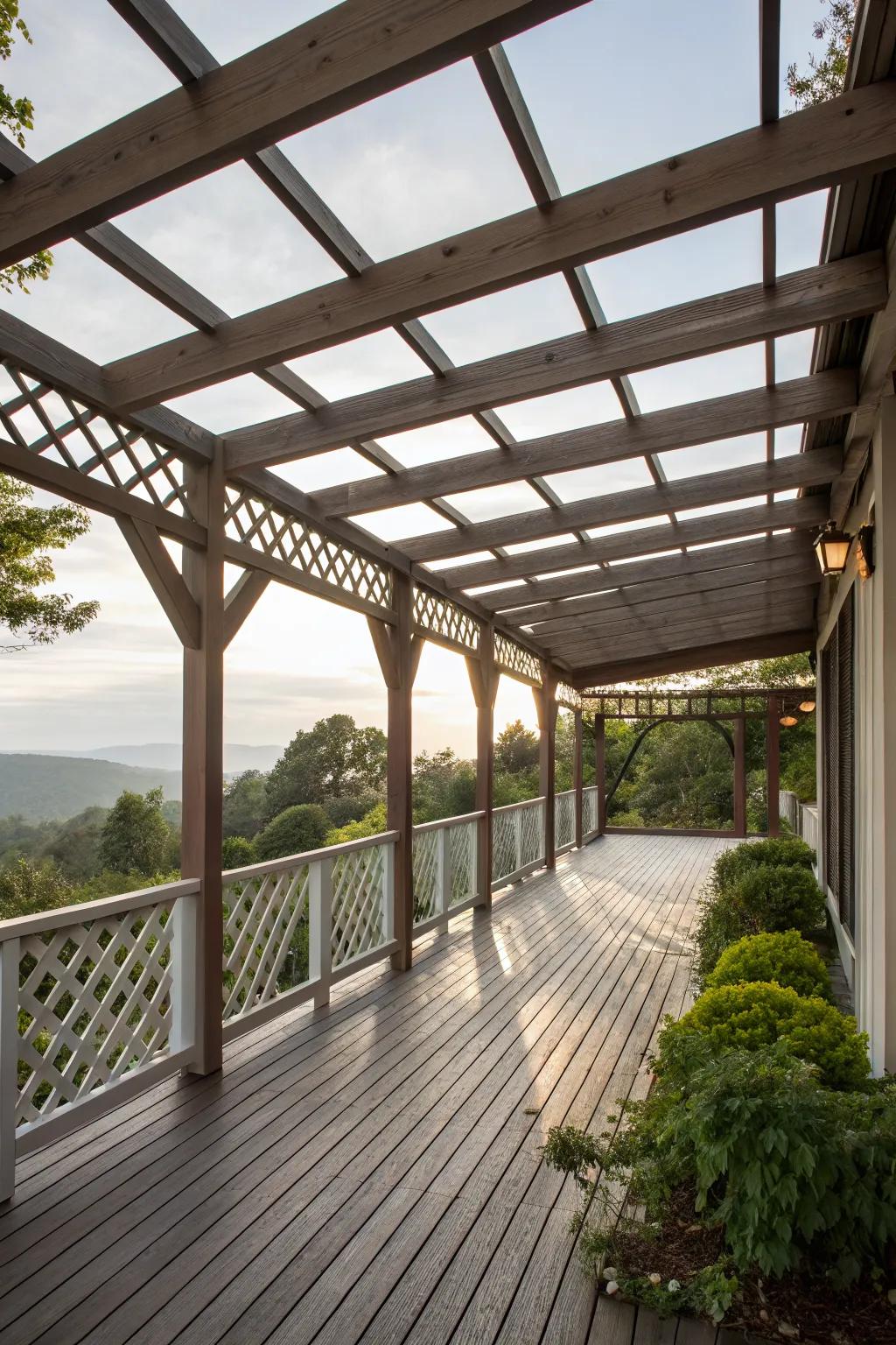 Open beams that add architectural flair and partial shade.
