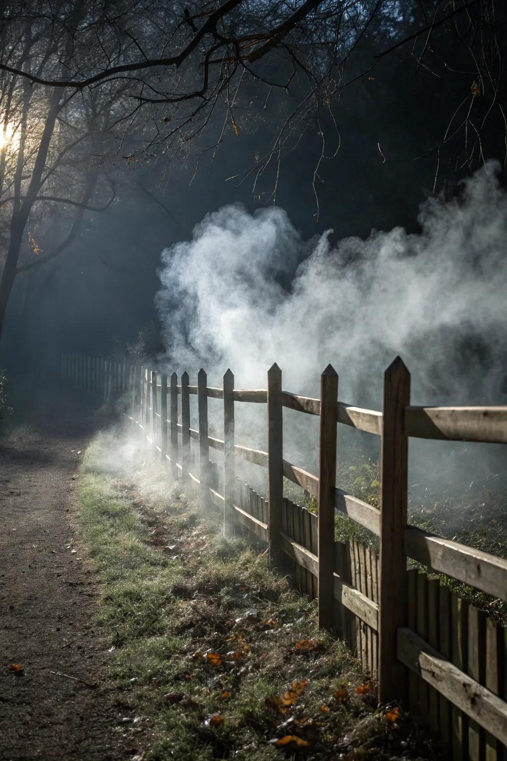 Fog adds an ethereal, ghostly quality to your Halloween fence decorations.