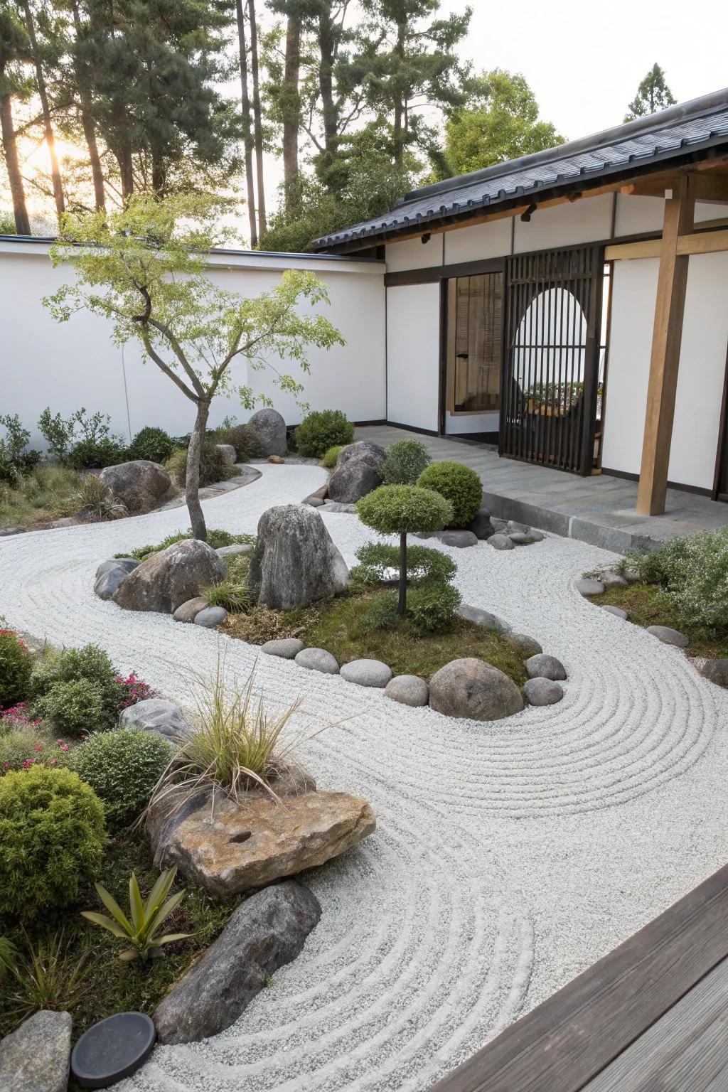 Zen gardens offer tranquility and a unique design element.