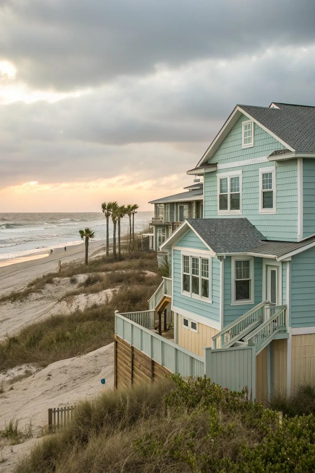 Coastal colors infuse homes with serene, beachside charm.