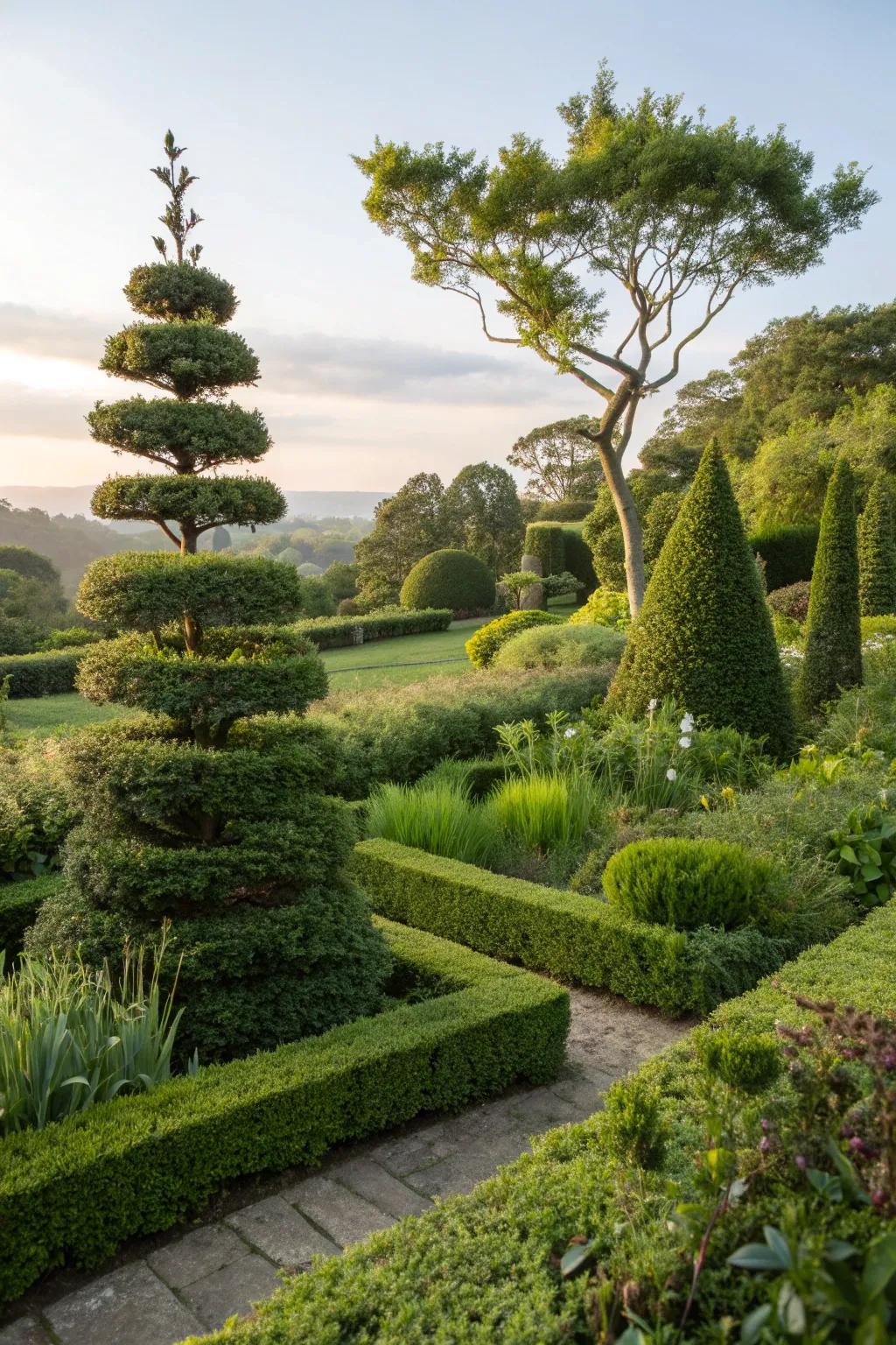 A layered hedge providing depth and visual interest.