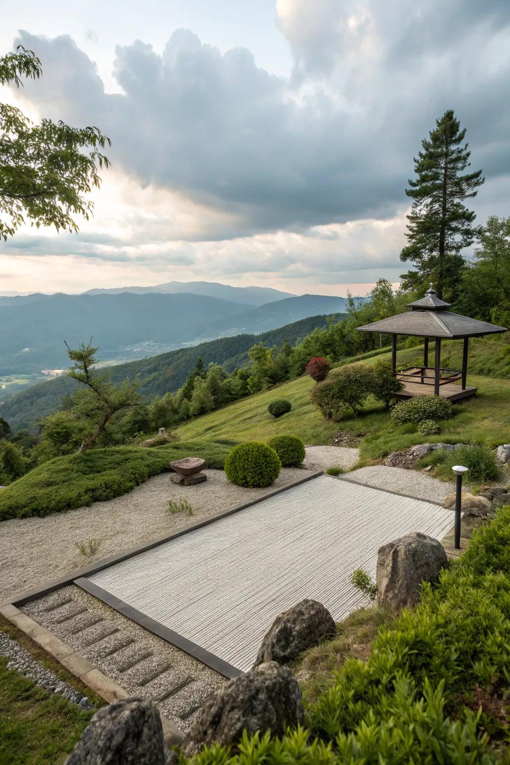 A Zen meditation space offers peace and serenity.