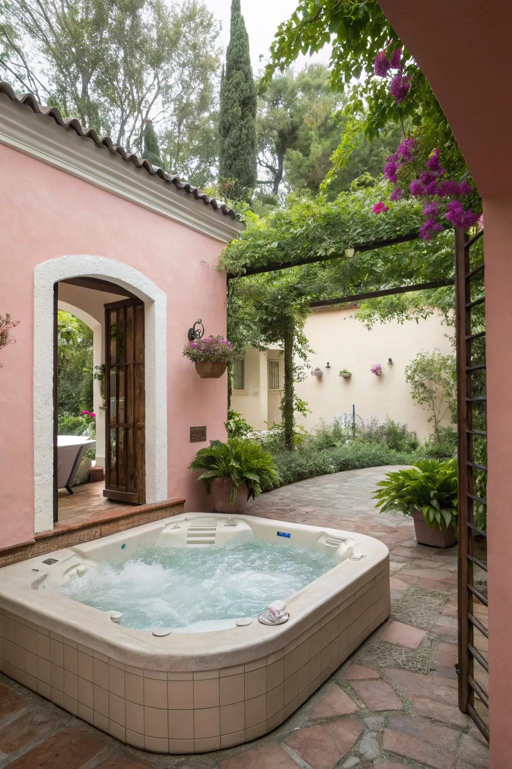 Soft-hued walls blend naturally while providing privacy.