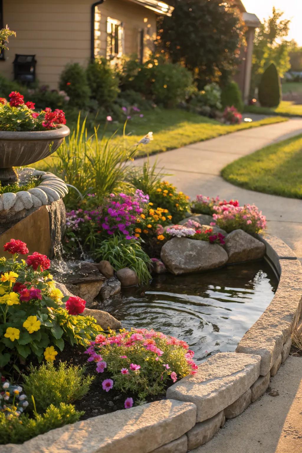 Miniature water features add tranquility and charm.