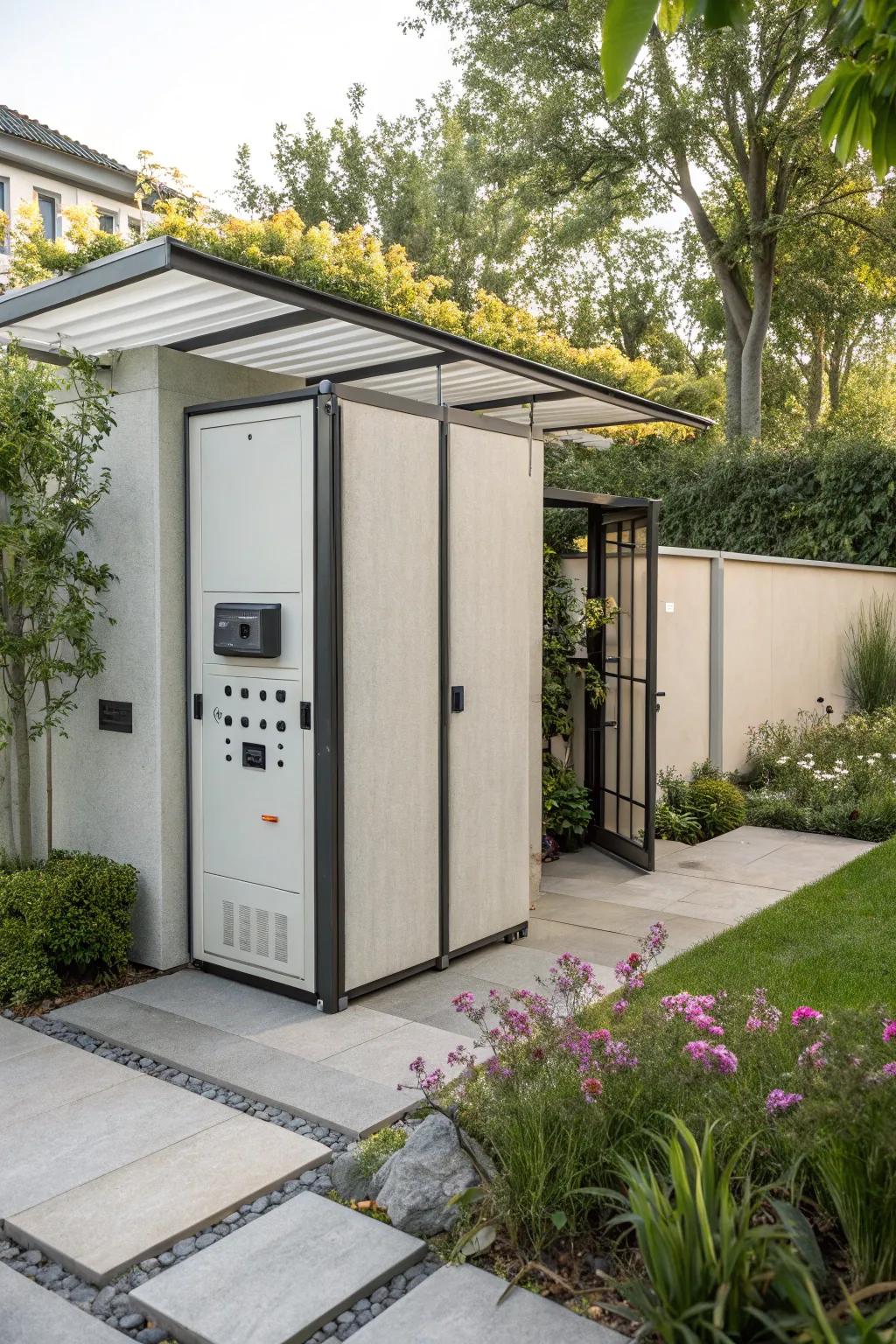 A portable room divider offers flexibility and style.