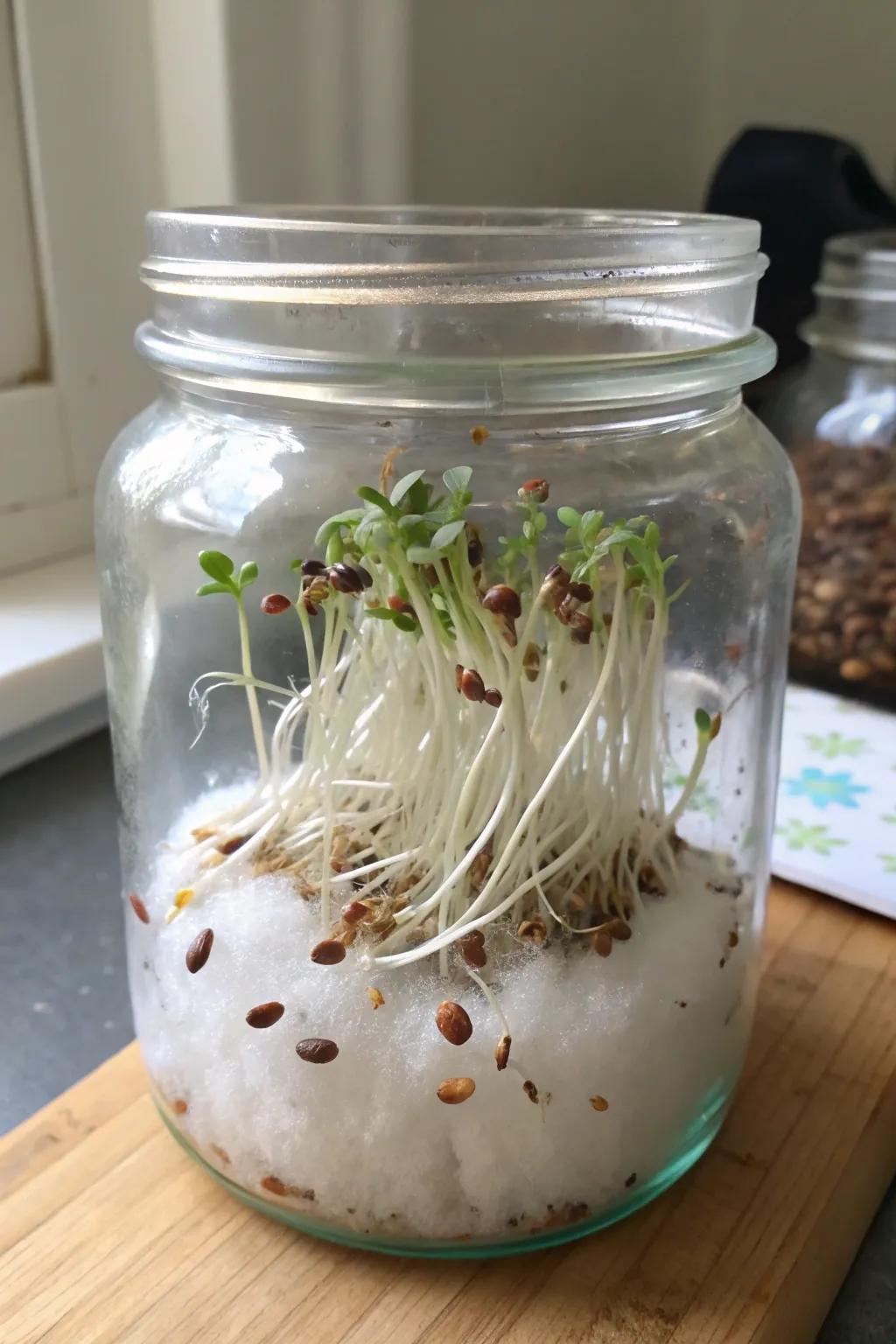 Engaging children's curiosity with a seed jar experiment.