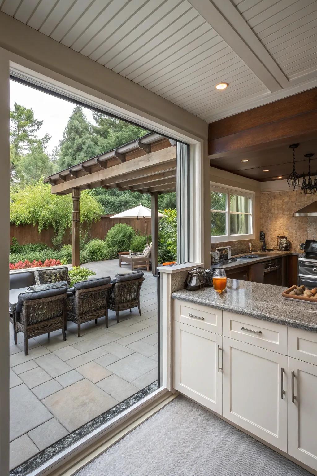 A pass-through window makes for easy entertaining.