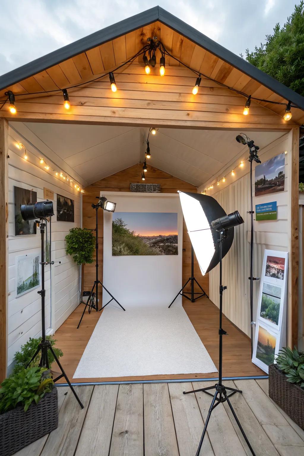 Capture stunning photos in your own garden shed photography studio.