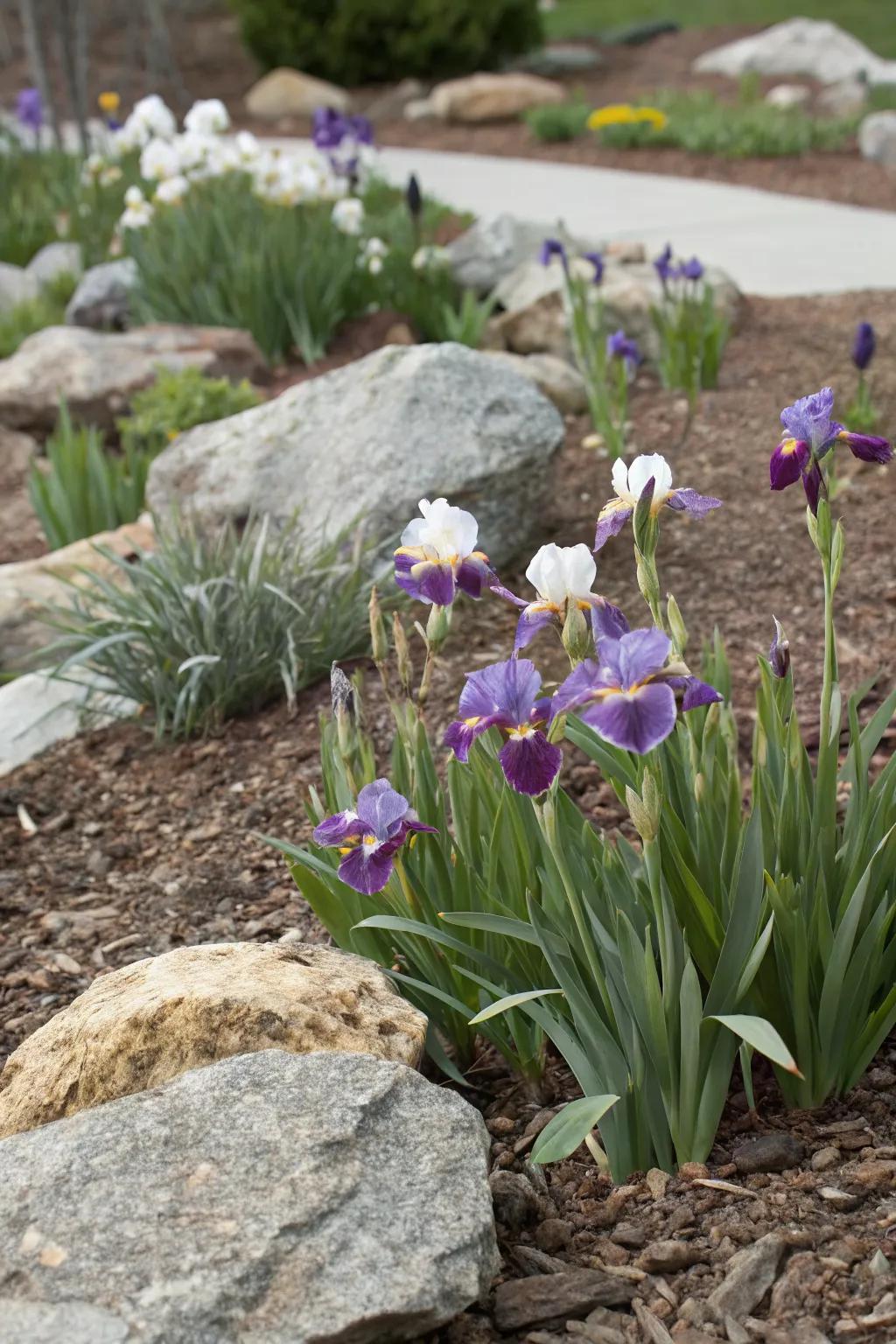 Contrasting textures making iris beds pop.