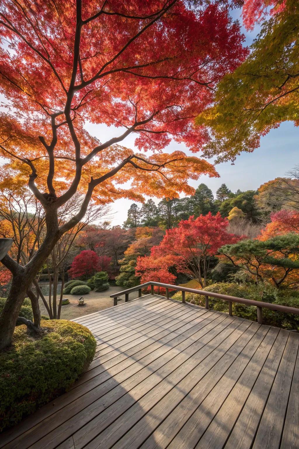 Enjoy seasonal beauty with Japanese maple trees.