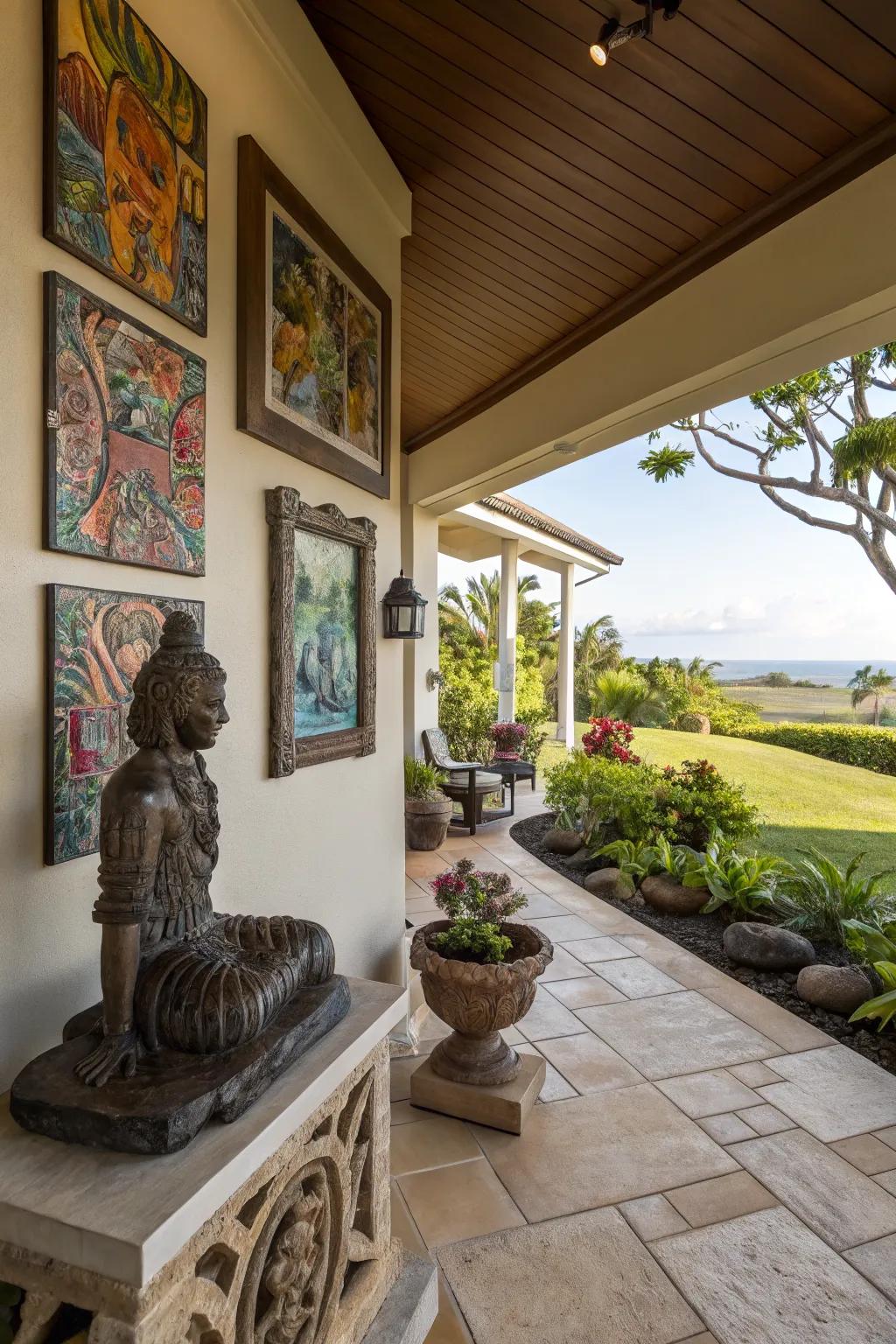 Artistic touches bring personality to this lanai patio.