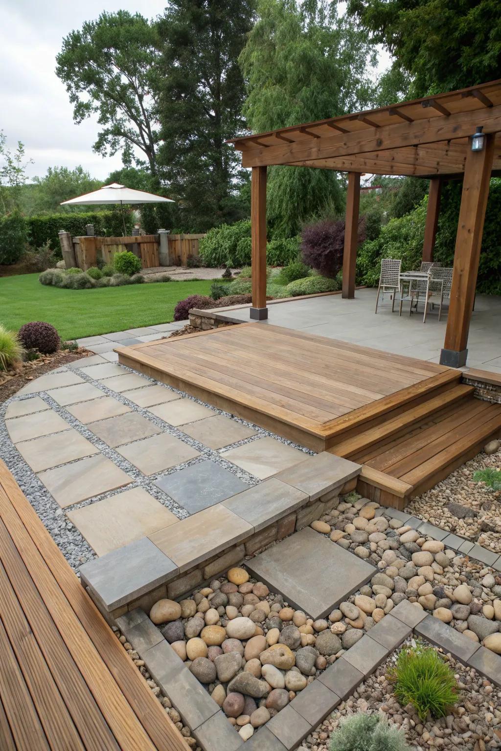 Wood and stone combine for a rustic-modern vibe.