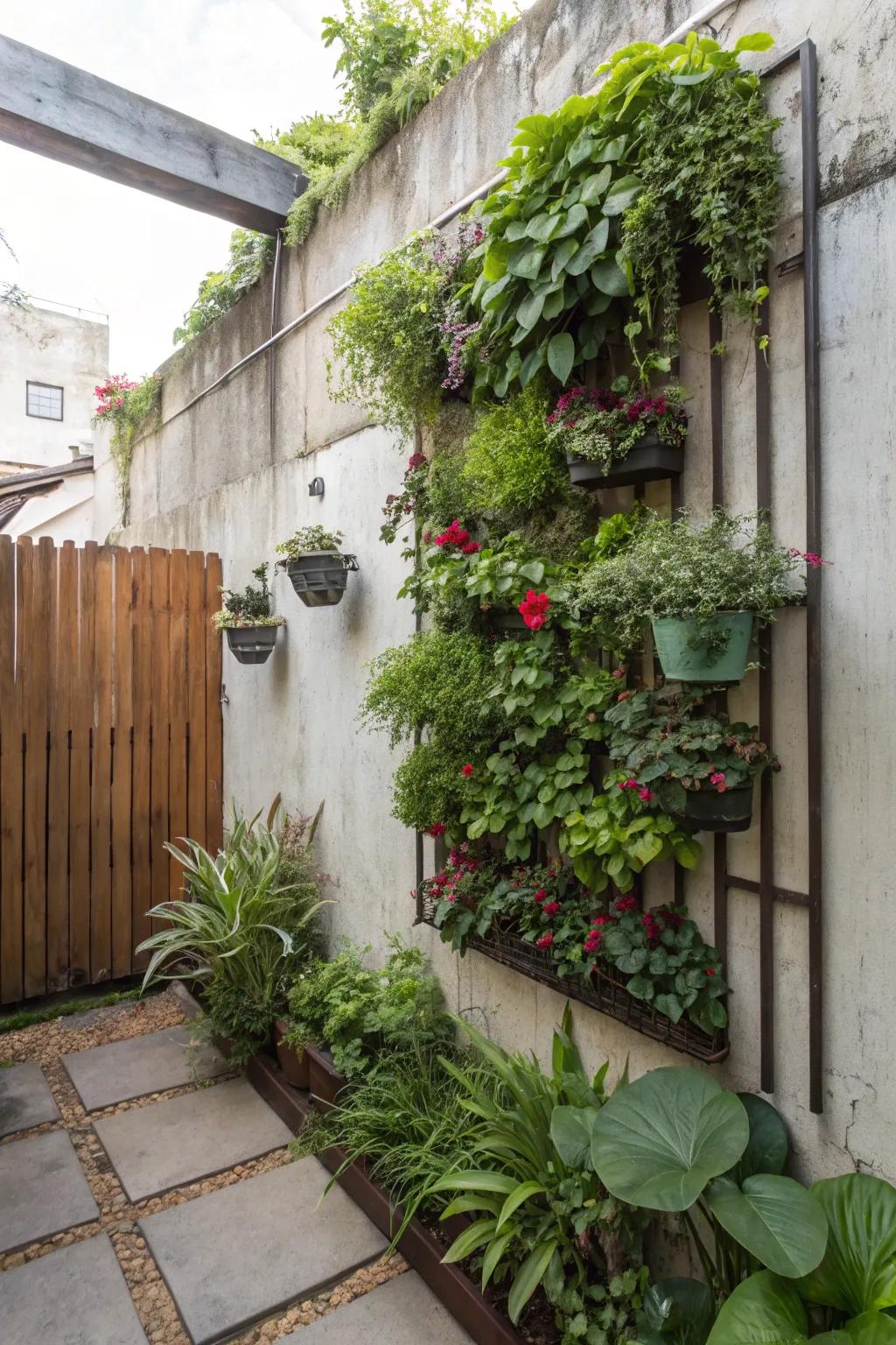 Vertical gardens bring lush greenery to small spaces efficiently.