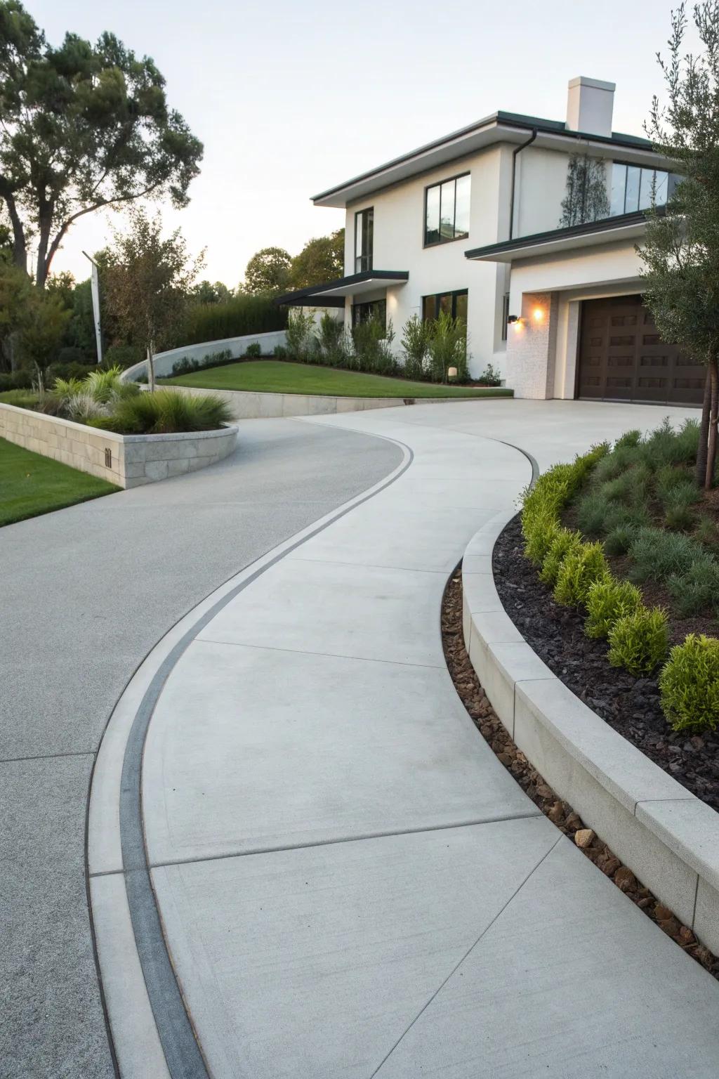Achieve a modern look with concrete curbing.