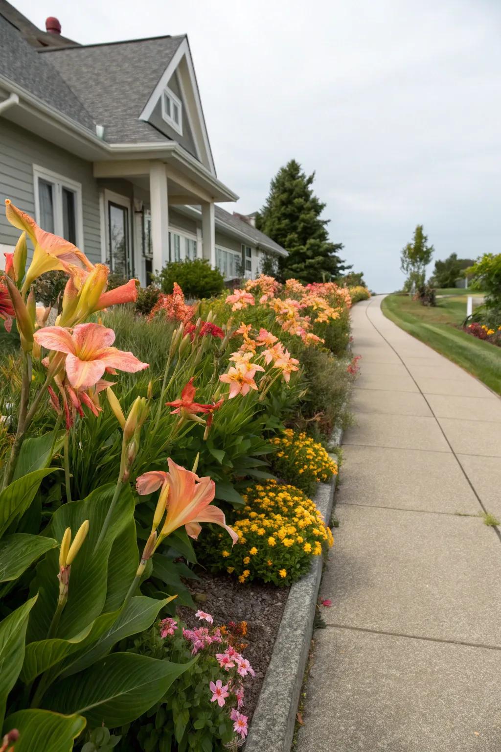 Canna lilies enhancing curbside appeal