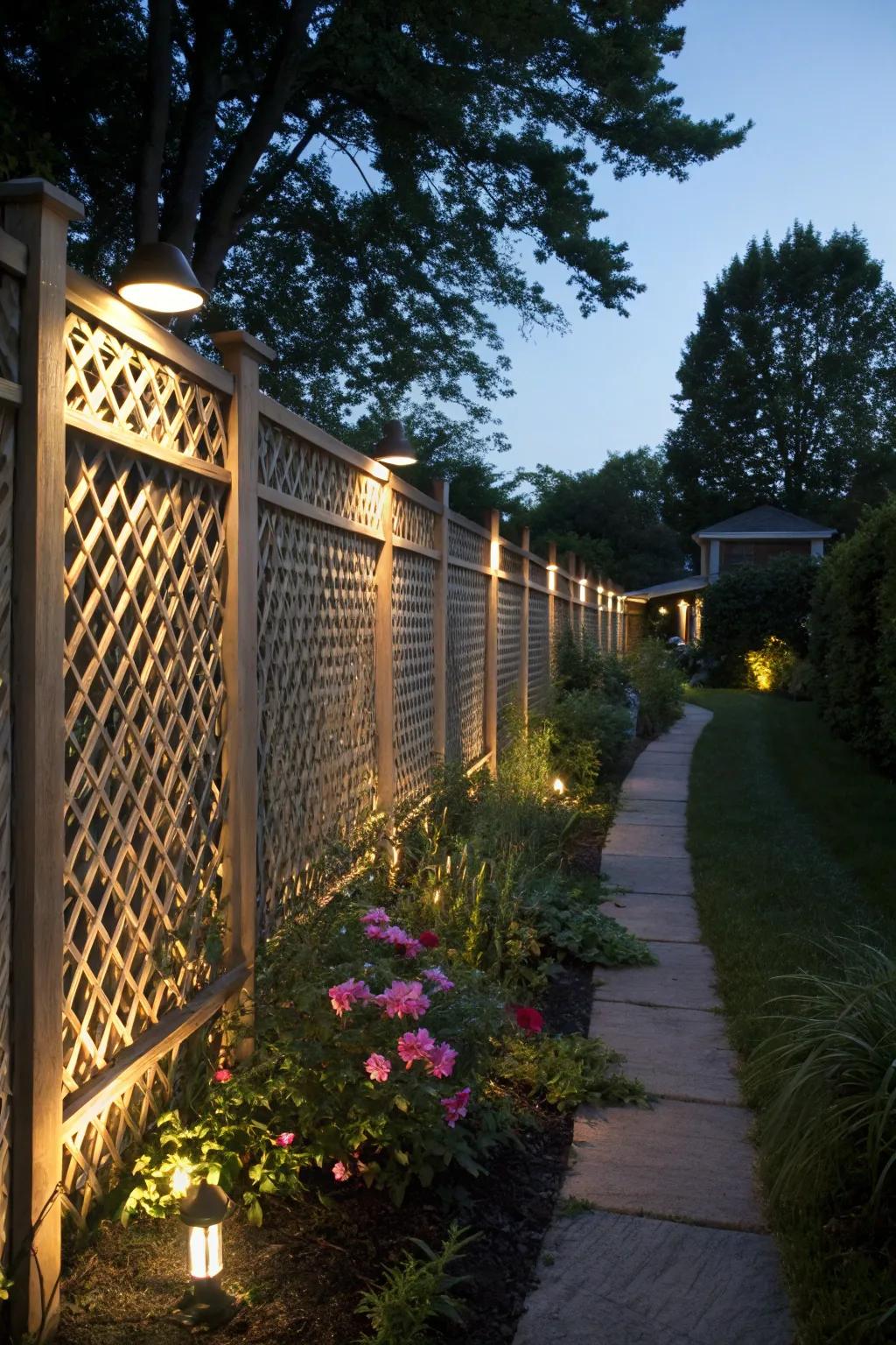 Lattice lighting creates a magical evening ambiance.