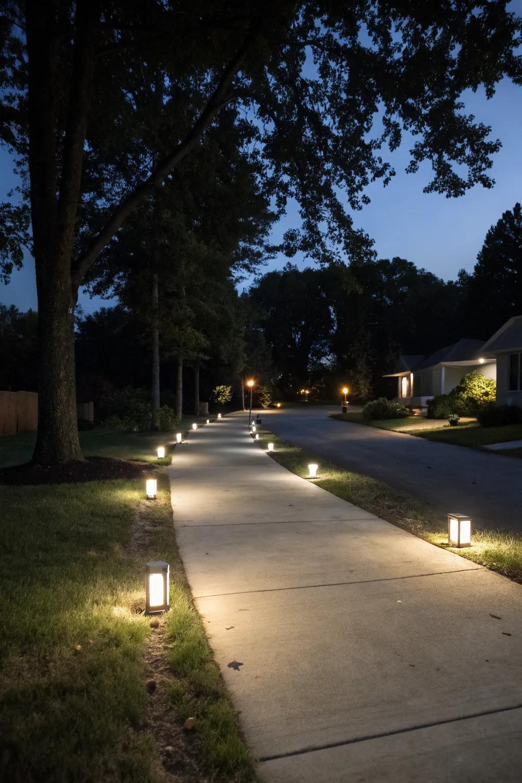 Step lighting enhances safety and ambiance along your driveway