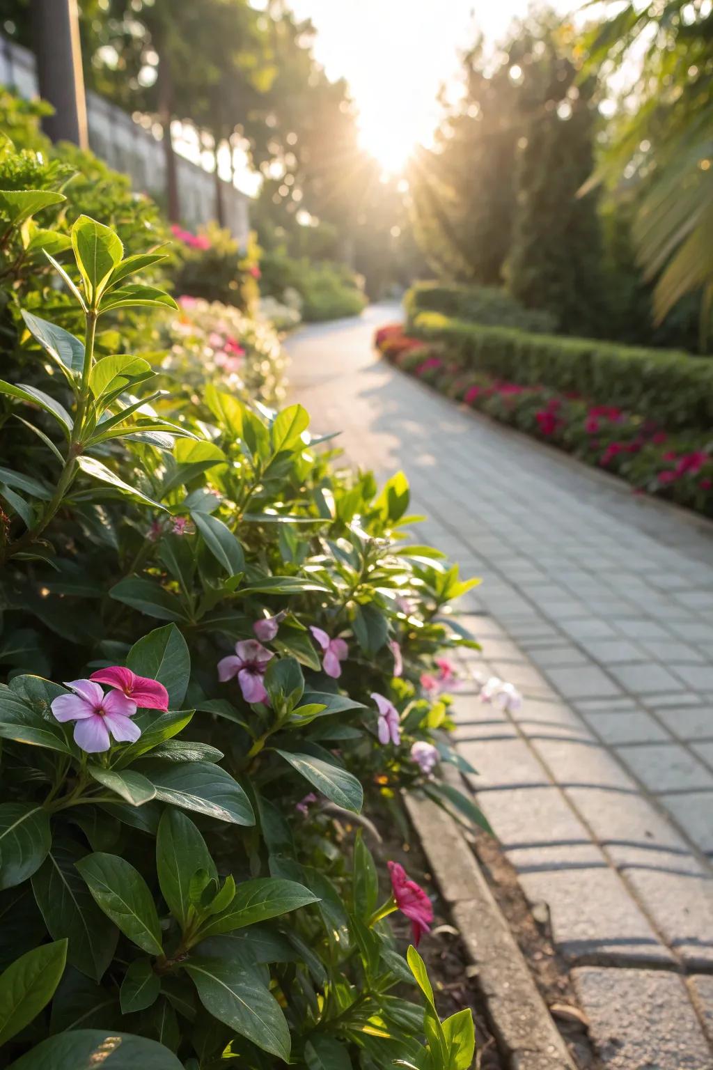 Vinca adds vibrant color to hot, sunny areas.