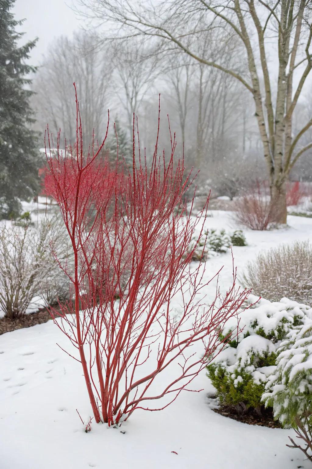 Red Twig Dogwood offers winter interest with minimal care.