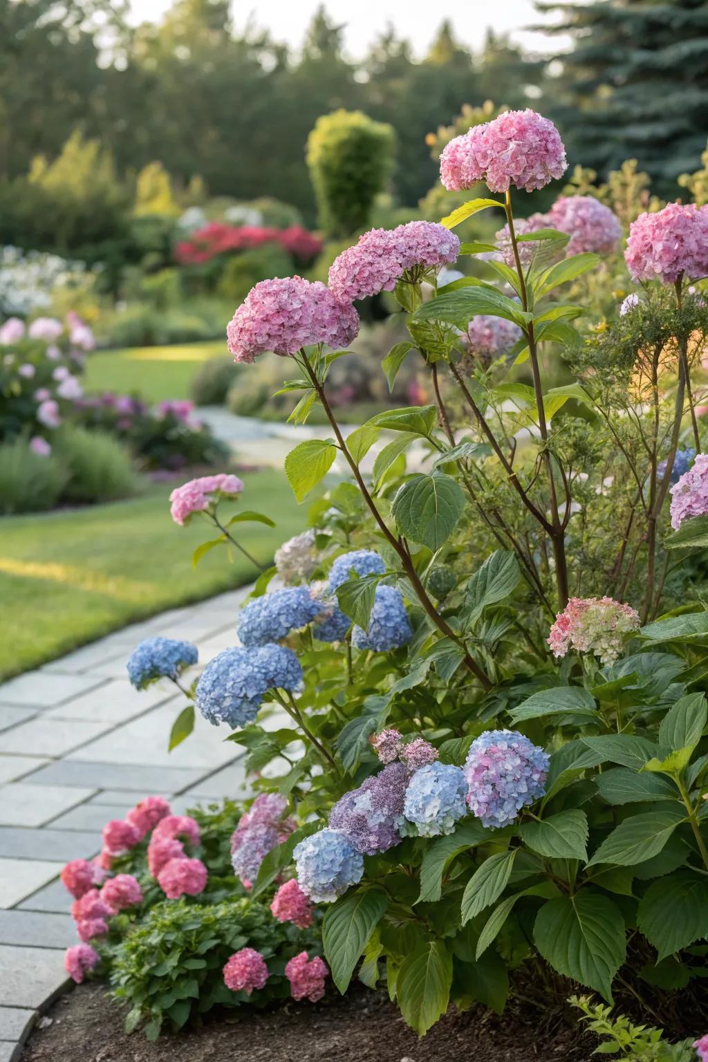 Vibrant blooms of smooth hydrangea creating a striking garden display.