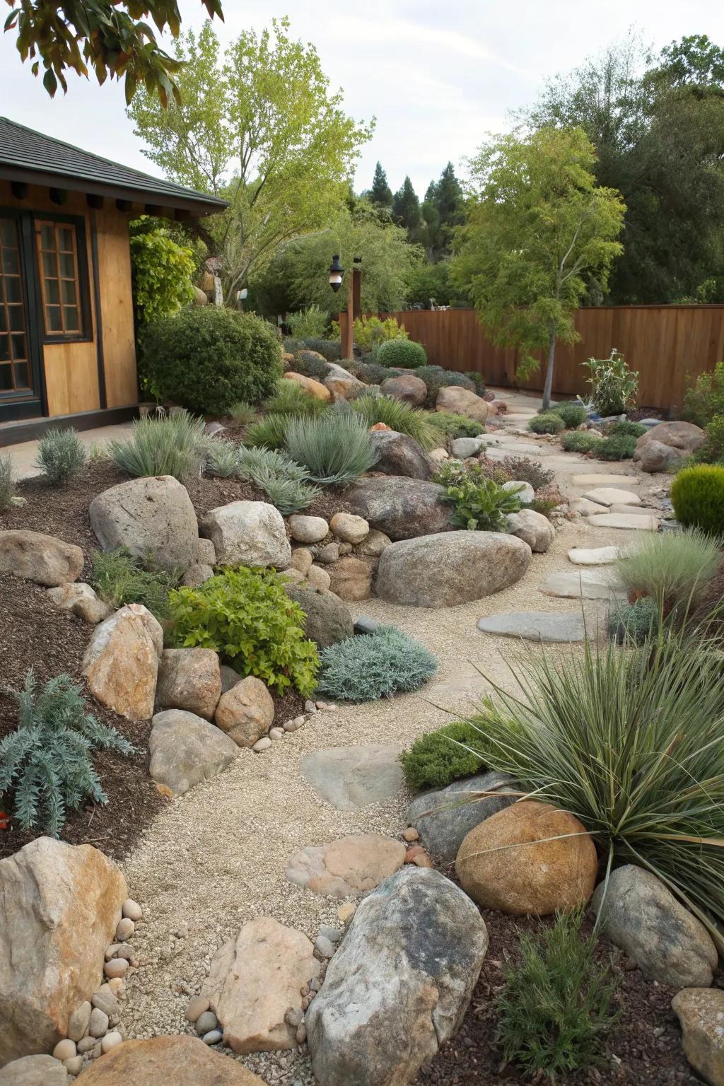 Rock gardens make a dramatic, low-maintenance statement.