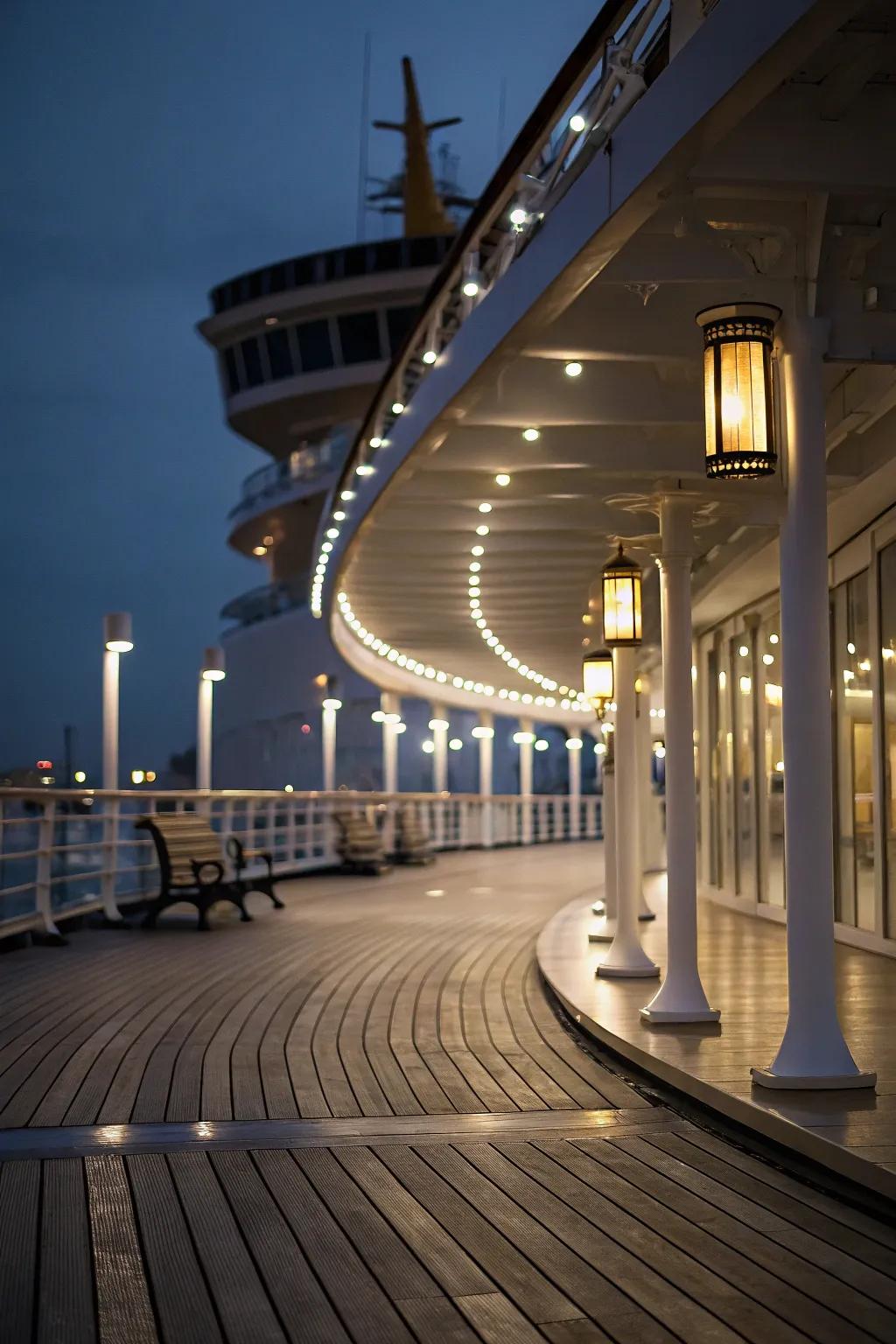 Focused lighting highlights unique architectural elements.