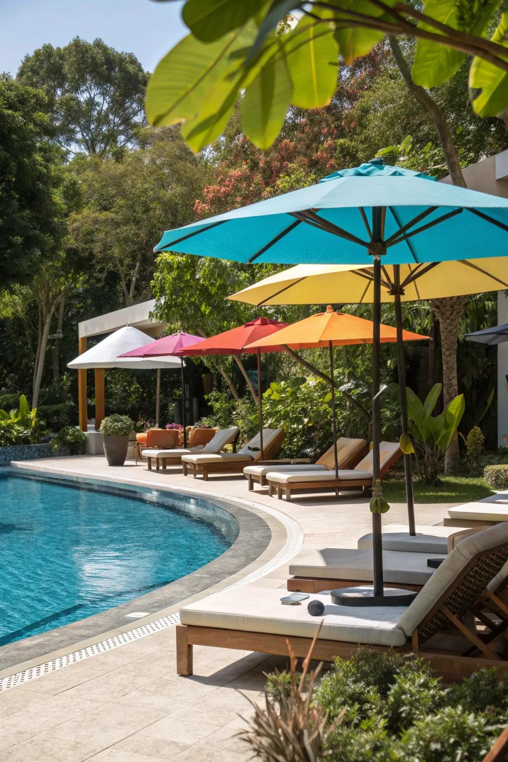 Stylish sunshades provide comfort and enhance the aesthetic.