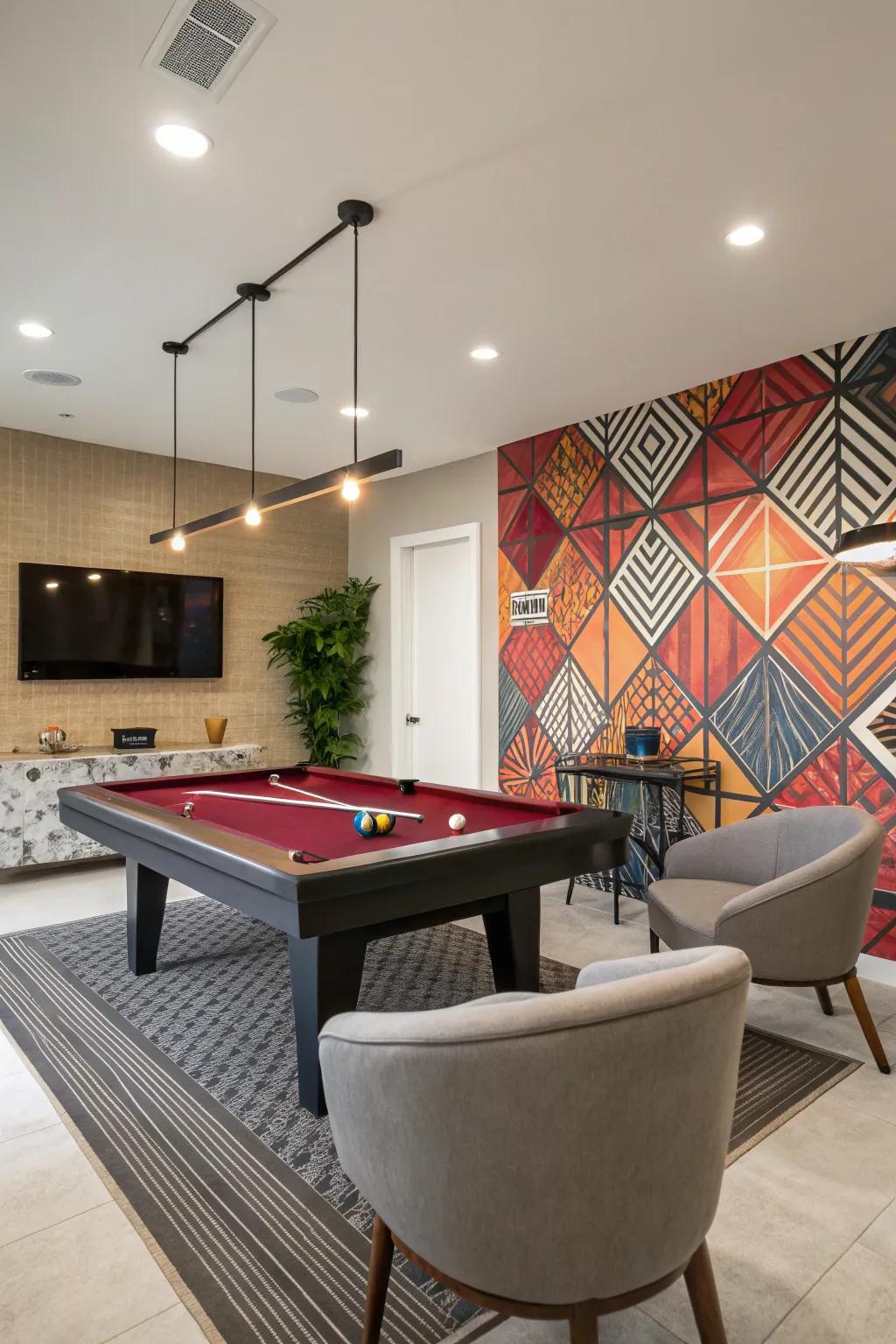 A feature wall can add drama and style to a small room.