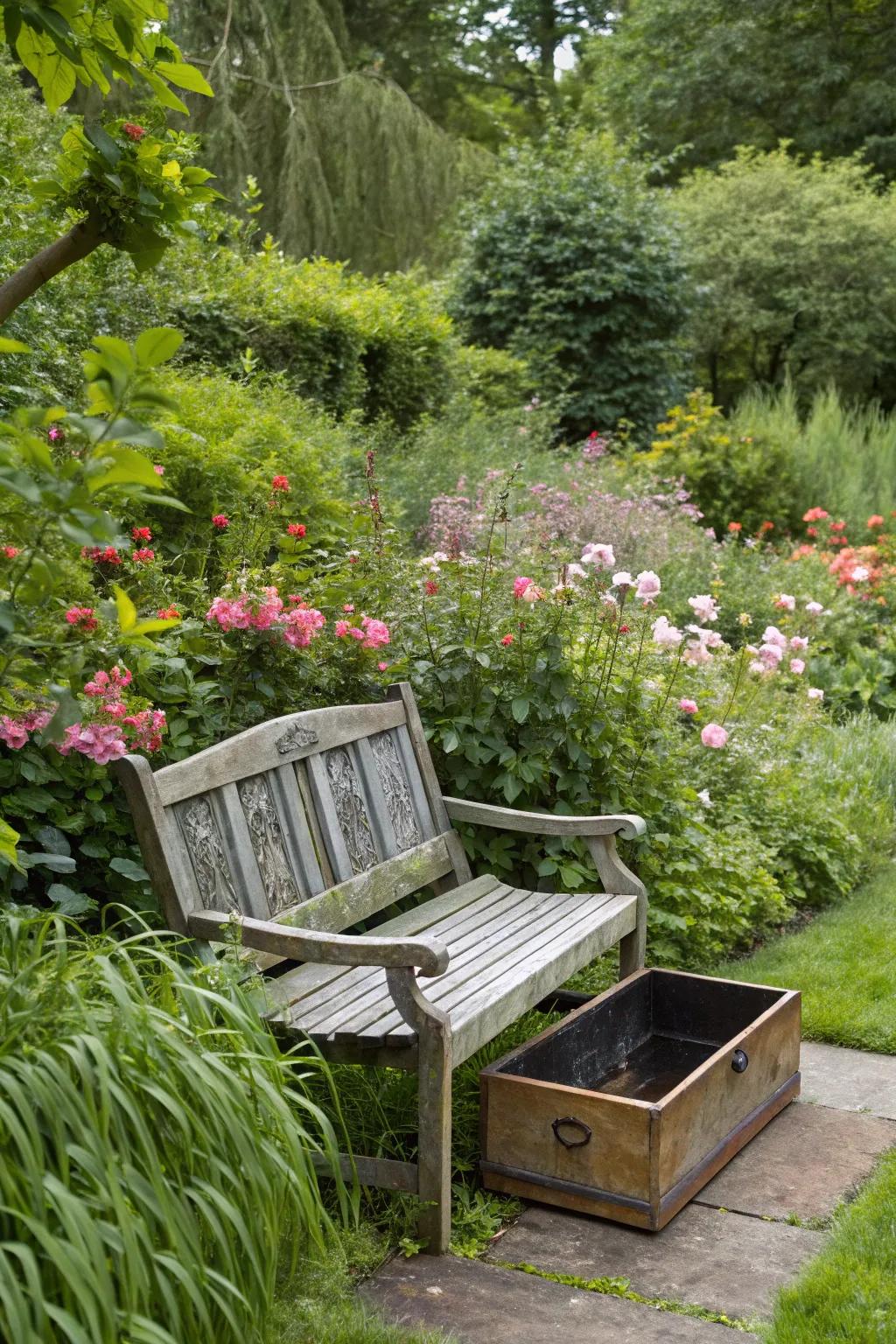 A memorial bench with a hidden time capsule feature.