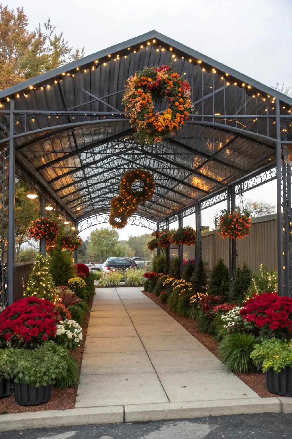 A showcase of seasonal decor adds charm.