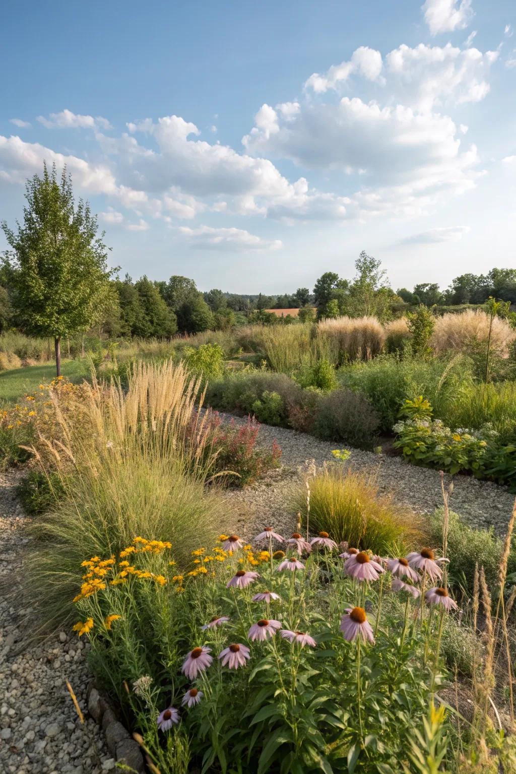 A sustainable garden saving water and effort.