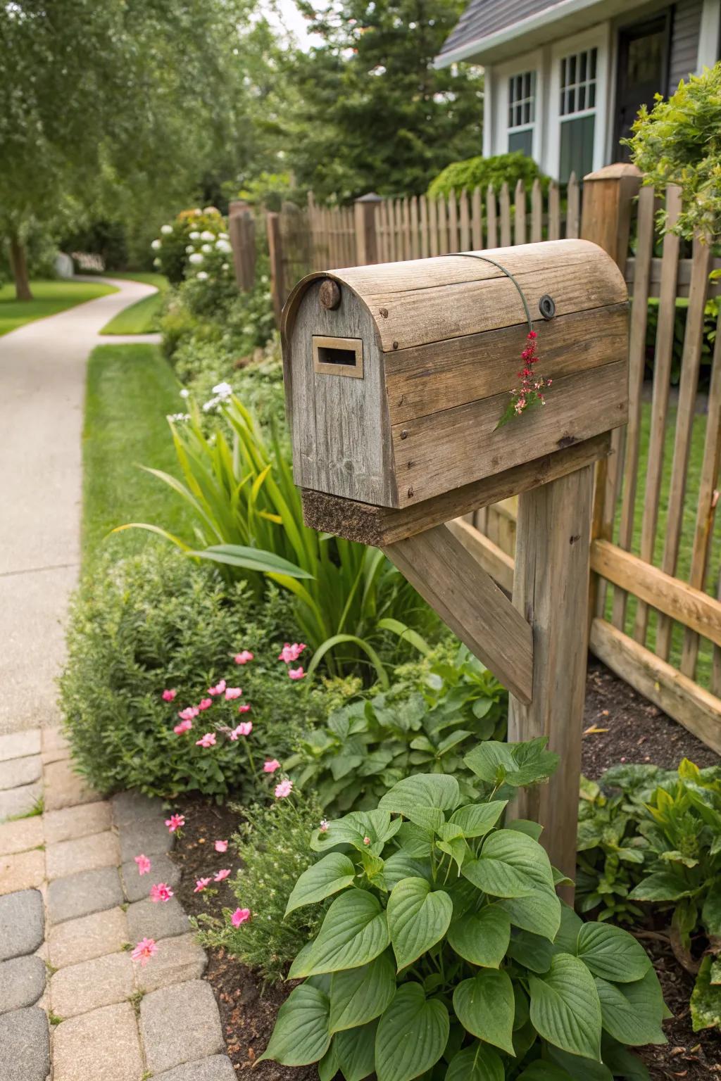 A reclaimed wood mailbox that combines sustainability with style.